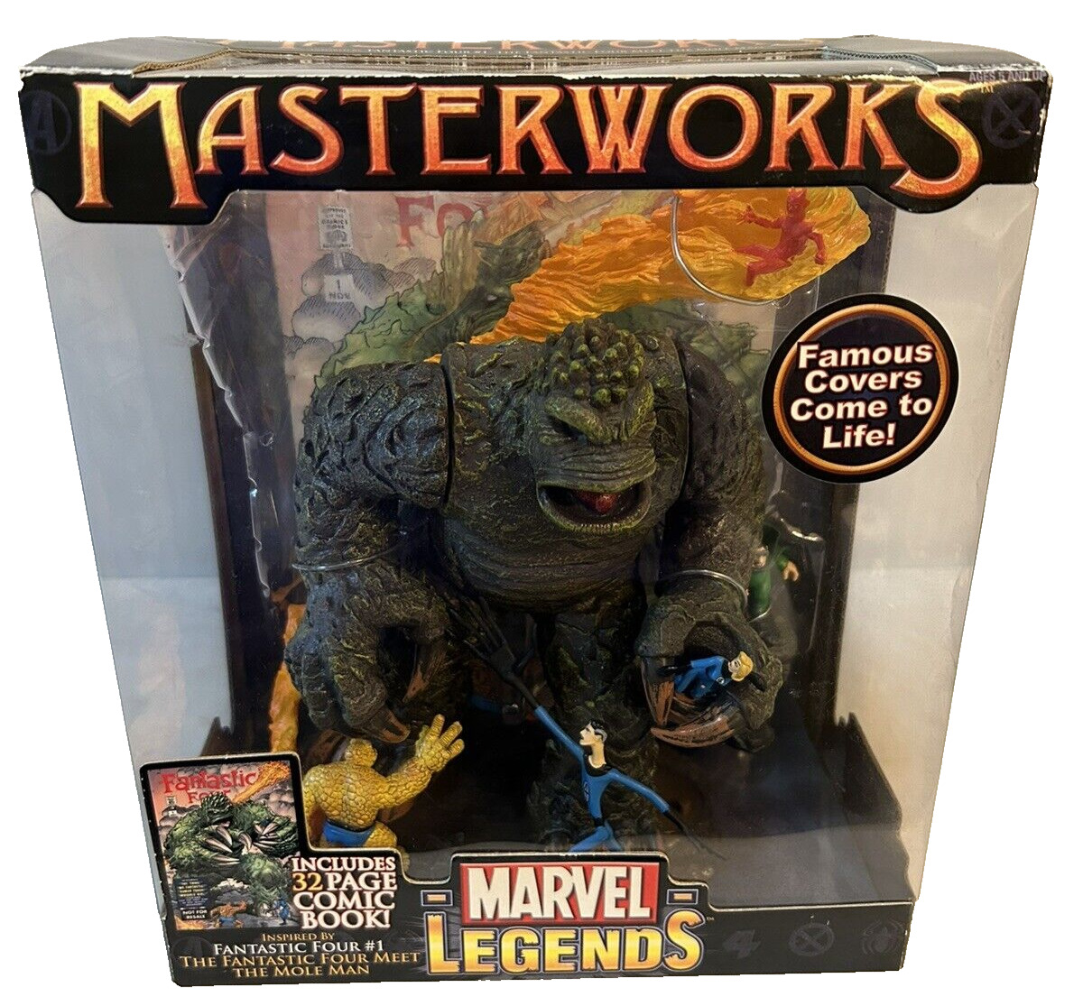 Marvel Legends Masterworks: Fantastic Four - Meet The Mole Man, Action Figure Da Collezione Con Fumetto Bonus 32 Pagine