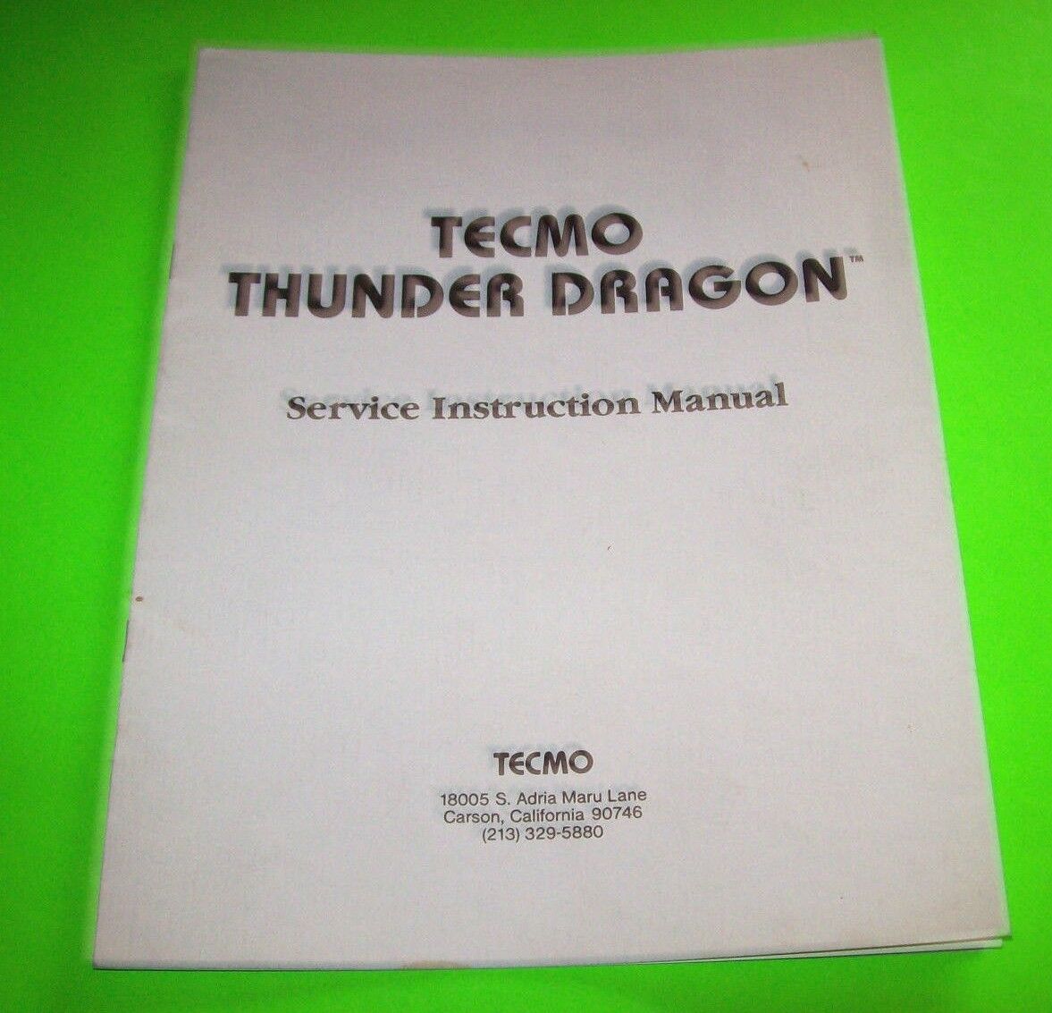THUNDER DRAGON 1991 ORIGINAL VIDEO ARCADE GAME OWNERS MANUAL Repair
