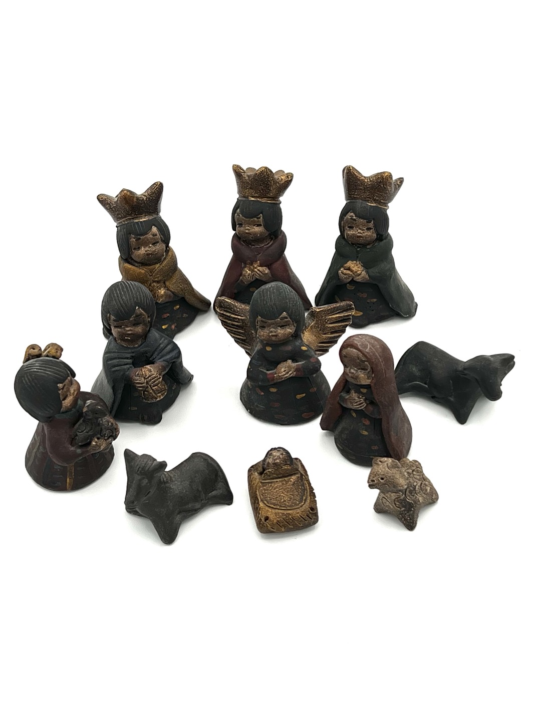 Vintage Clay Nativity Set From Mexico 11 Pieces