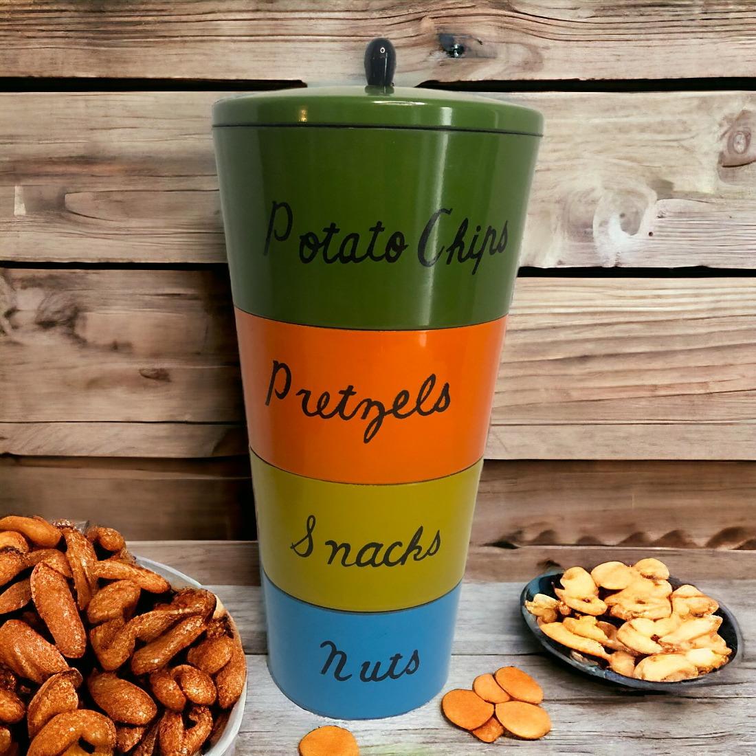 Stackable MCM Snack Canister Set Chips Pretzels Avocado
