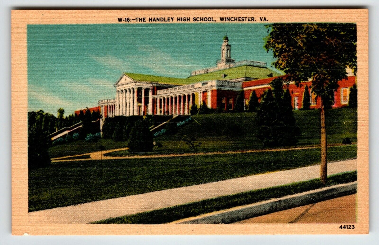 Handley High School Winchester Virginia Postcard Linen Unposted VA Asheville
