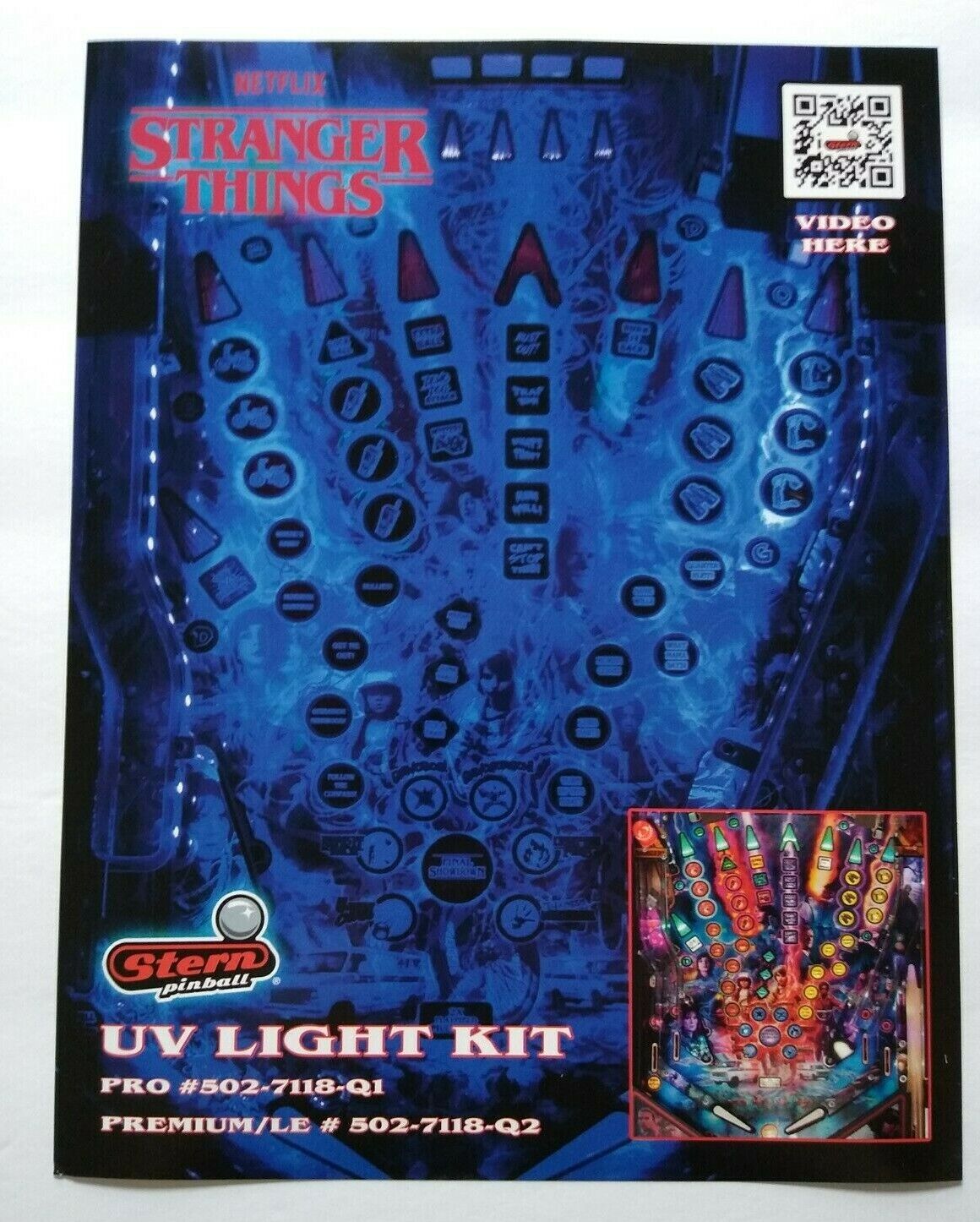 Stranger Things UV Light Pinball FLYER Original 2019 NOS Game Paper Art