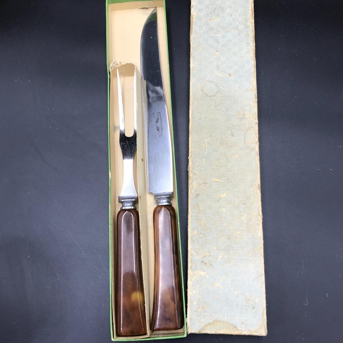 Robinson Knife Company Elk Horn Stainless Steel Carving Set Made in USA