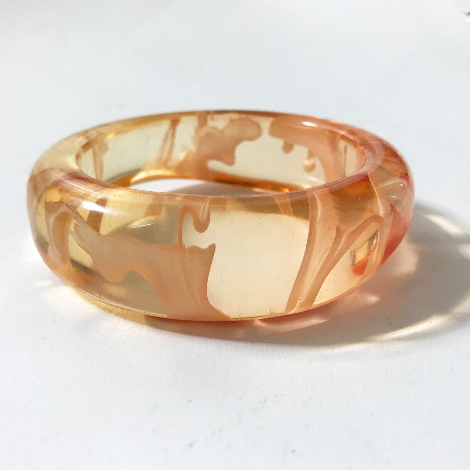 Translucent Band Vintage Orange Laminated Lucite Sorbet Swirl Translucent Drip Bangle ...