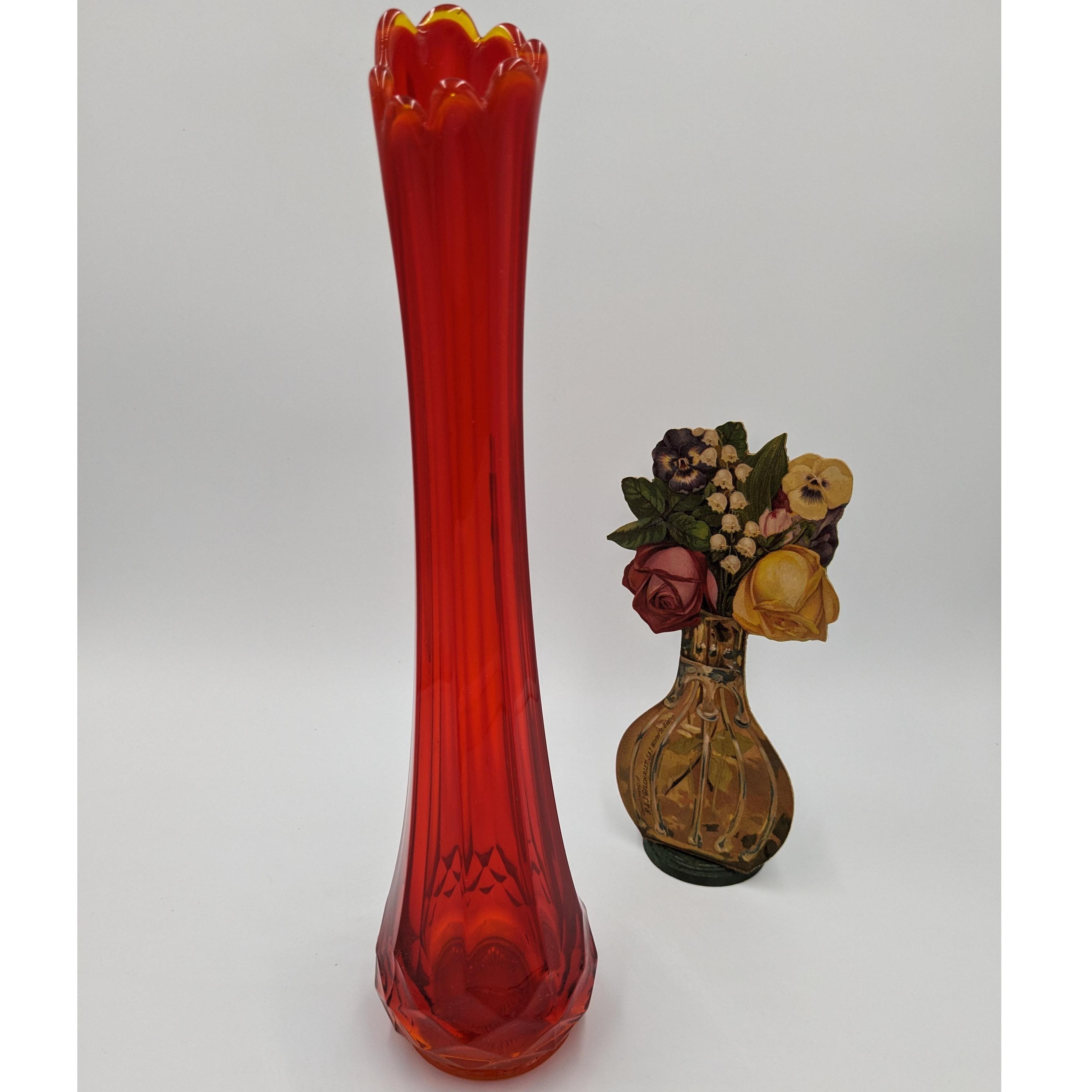 Vintage LE Smith Dominion Amberina Swung Vase