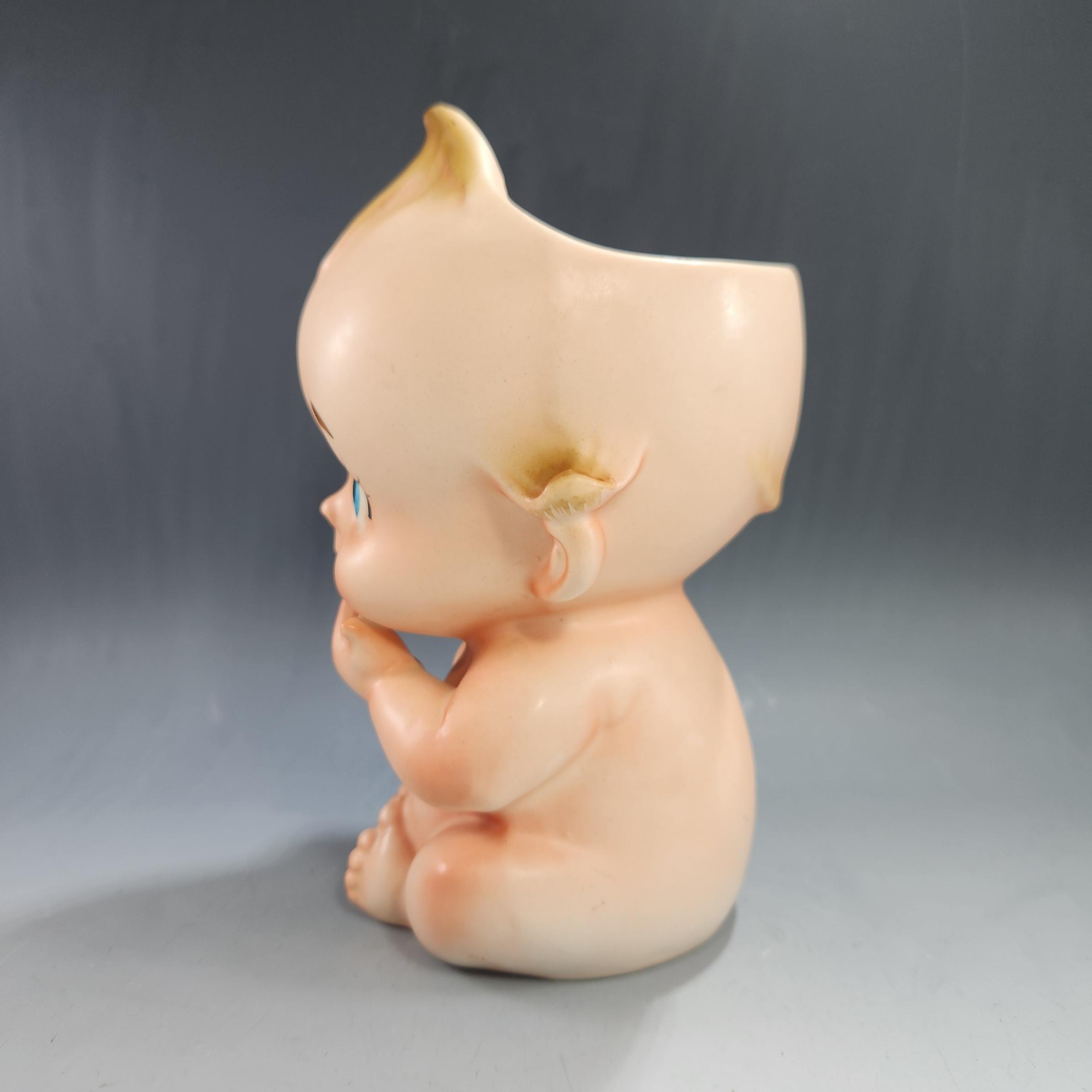 Lefton #3631 Cute Head Vase 1960s Big Eyes Bisque Porcelain