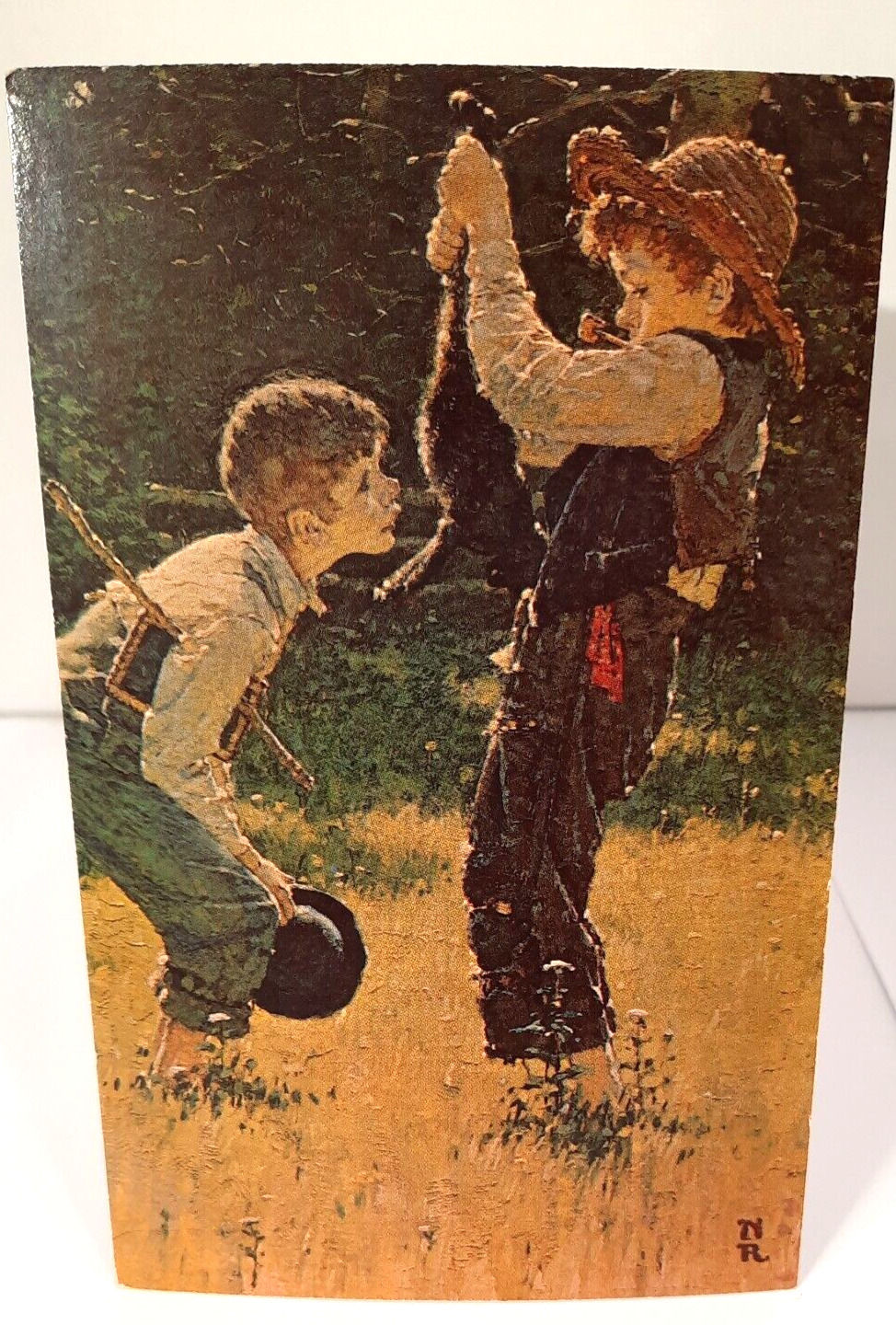 Huckleberry Finn Tom Sawyer Dead Cat Norman Rockwell VTG Postcard