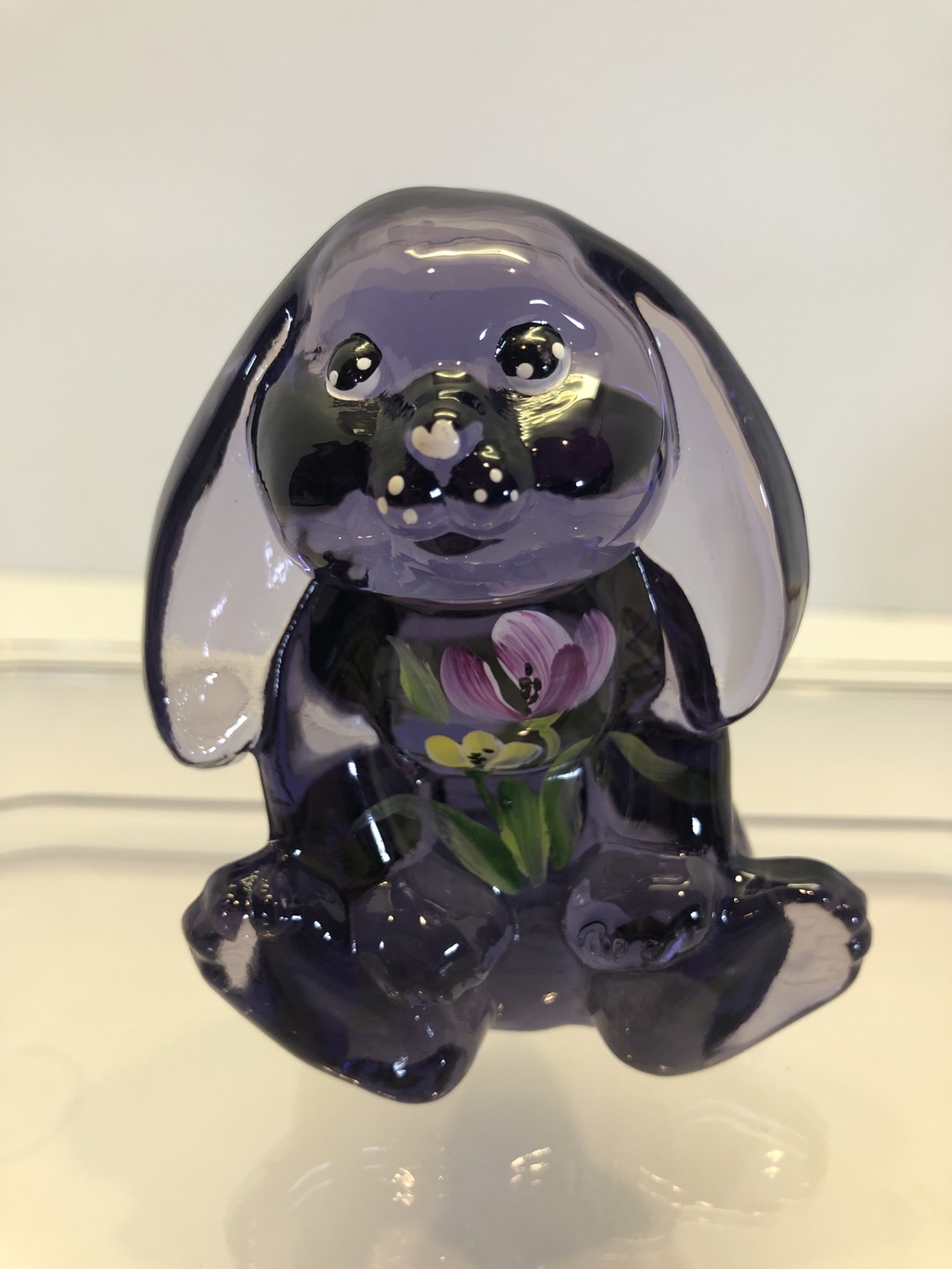 Fenton Lenox Purple Amethyst Art Glass Bunny Rabbit Easter Signed