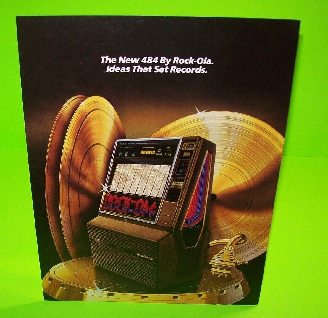 Jukebox Flyer Rock Ola 484 Original Jukebox FLYER 1981 Foldout Brochure Artwork Sheet ...