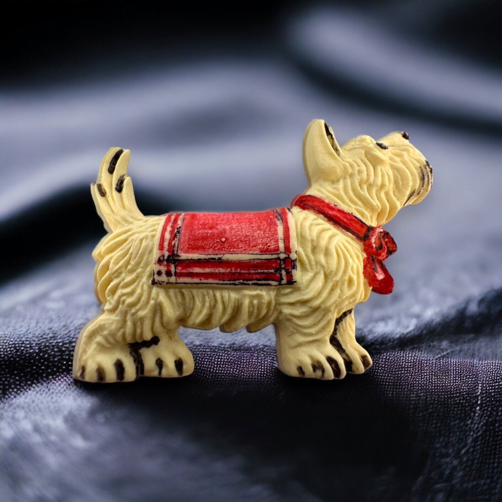 Broche Vintage Chien Scottish En Celluloïd - Occasion, Bon état D'usage, Bijou Rétro