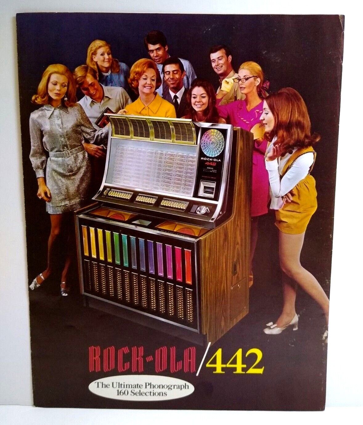 Rockola 442 Jukebox Flyer Original Phonograph Music Art Fold-out