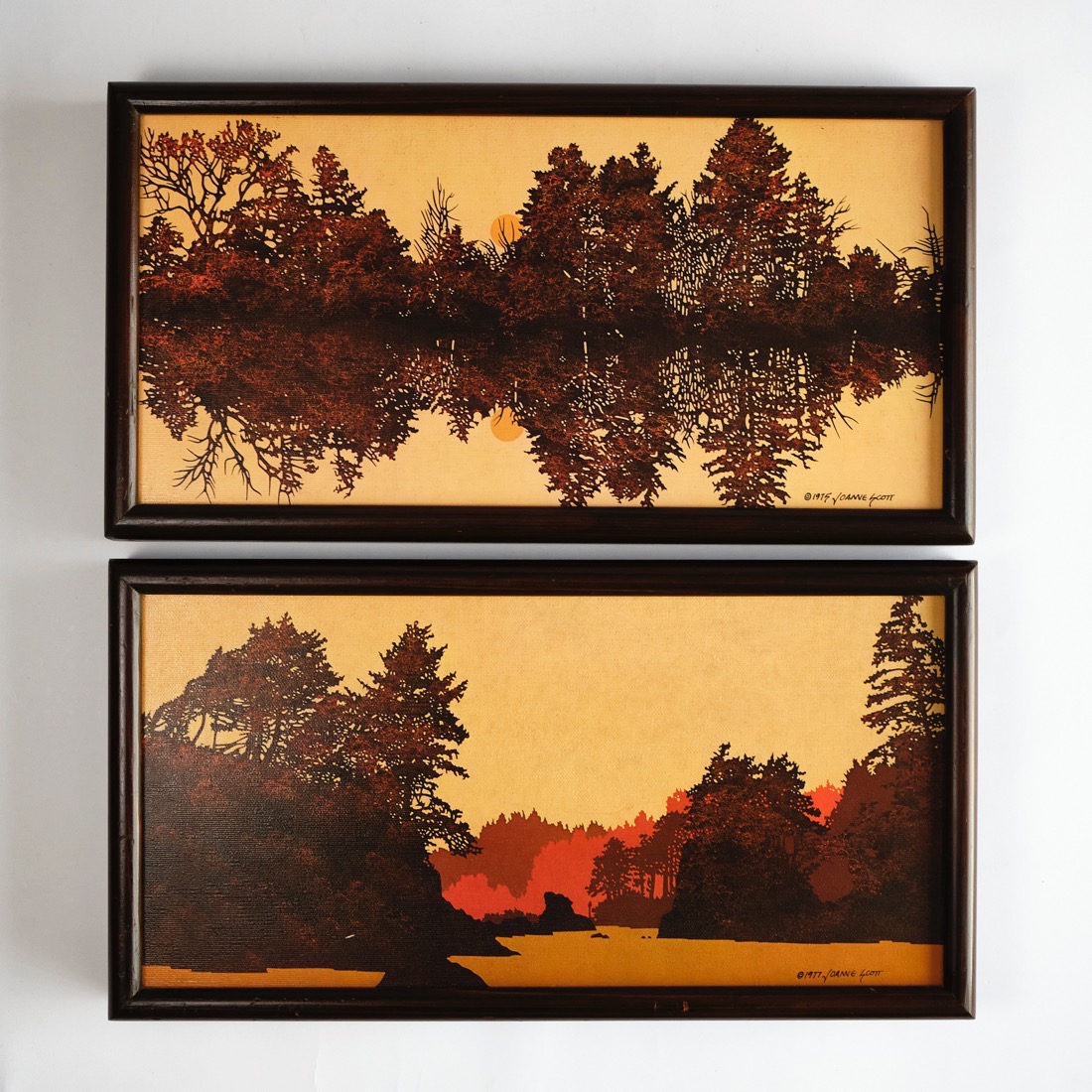 Mid Century Pr Joanne Scott Prints Litho on Board Framed & Signed Trees