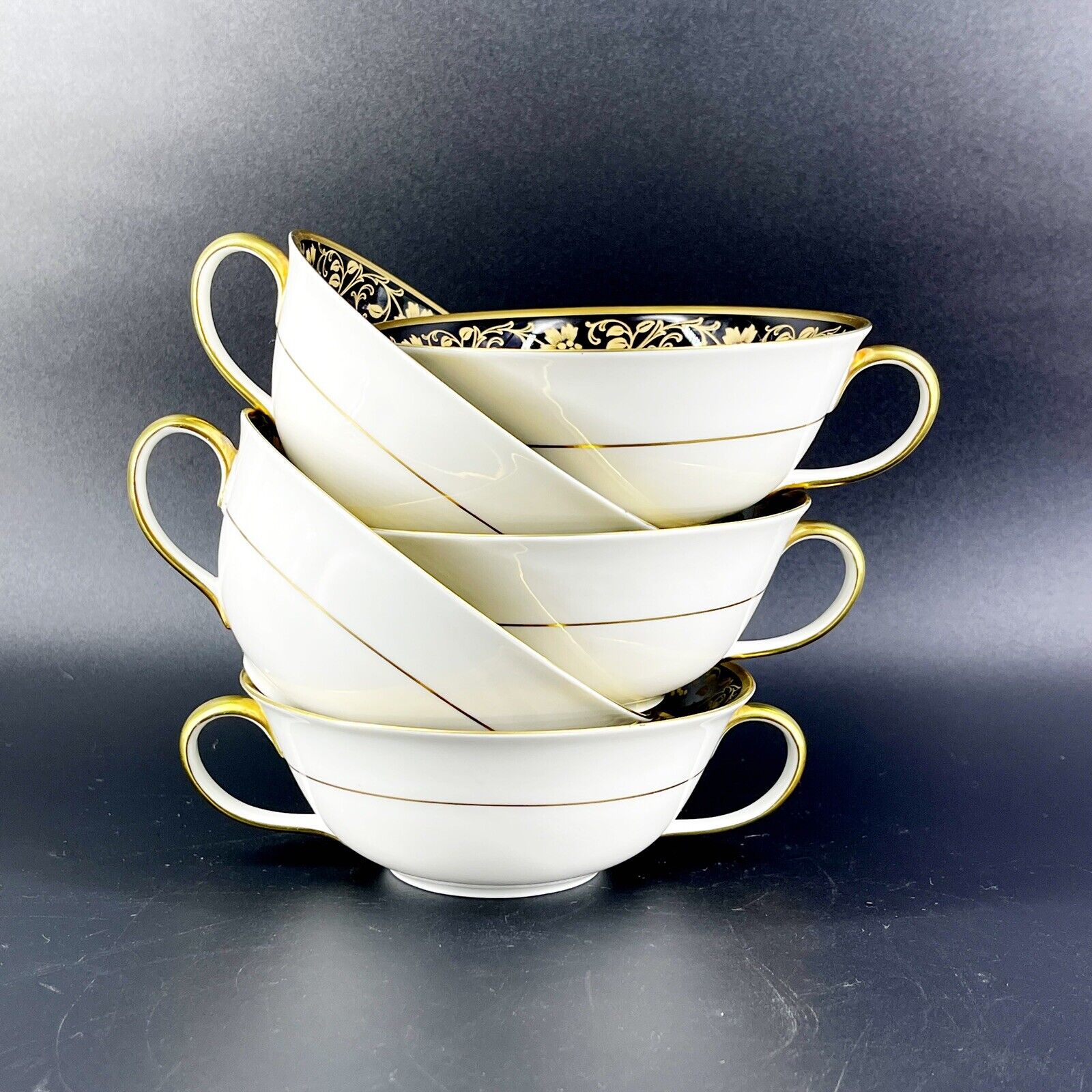 RARE LOT 5 VTG JOHANN HAVILAND BAVARIA #W134 DOUBLE HANDLED CREAM SOUP ...