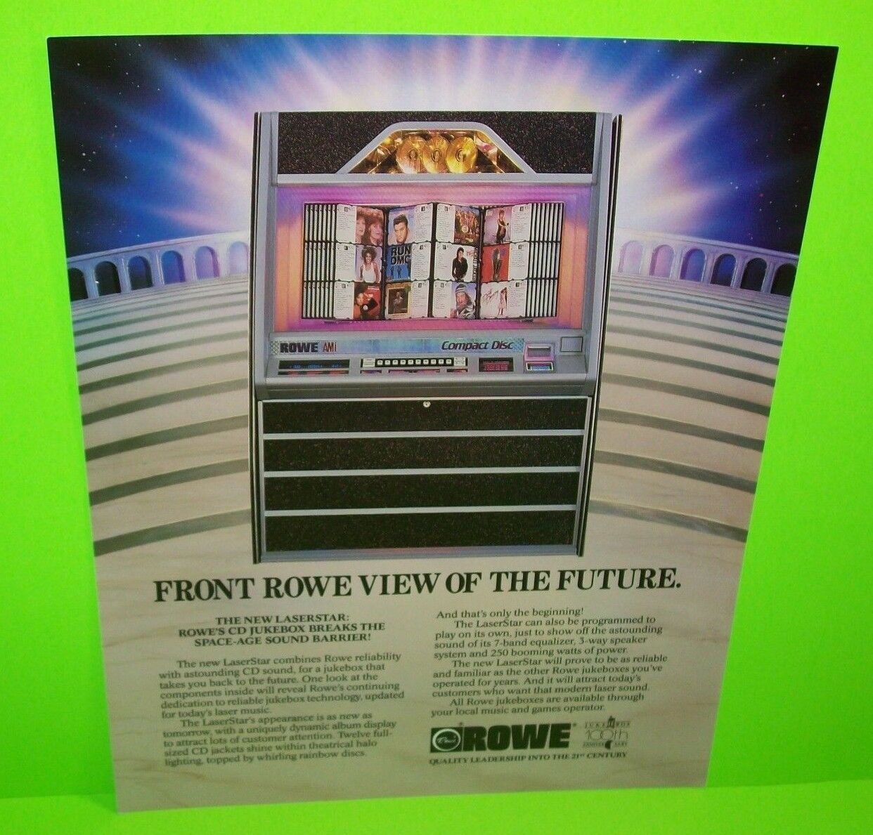 Jukebox Flyer Laserstar Original Jukebox FLYER Phonograph Music Sales Sheet ROWE AMI 1989