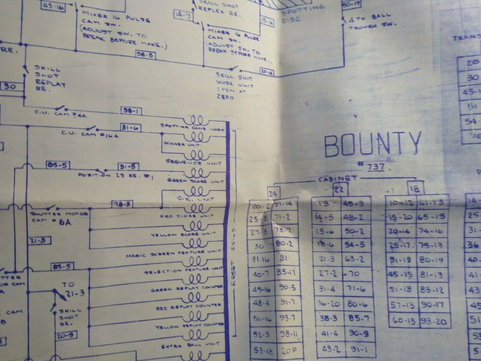 Bounty Bingo Pinball Wiring Diagram Schematic Sheet 1963 Game Repair Info