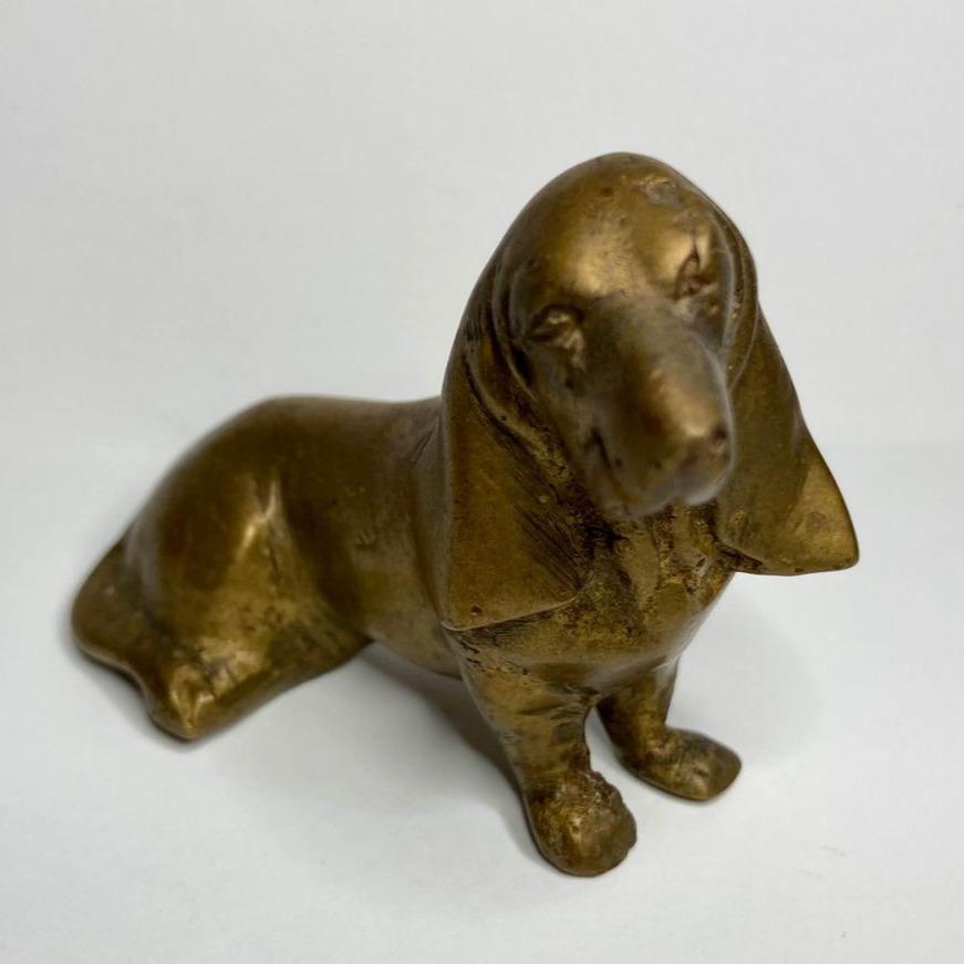 Small Solid Brass Dachshund Dog Figure