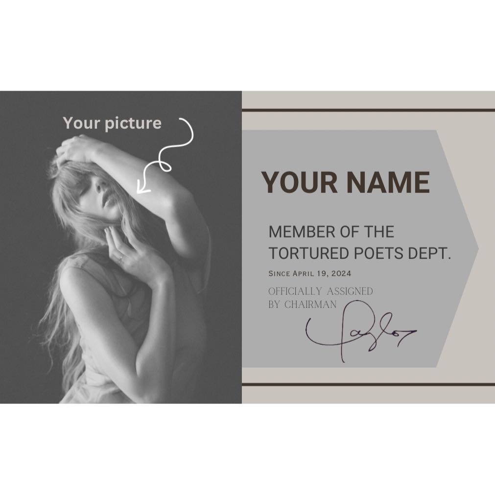 TTPD membership Card//laminated//taylor Swift Chairman//library Card