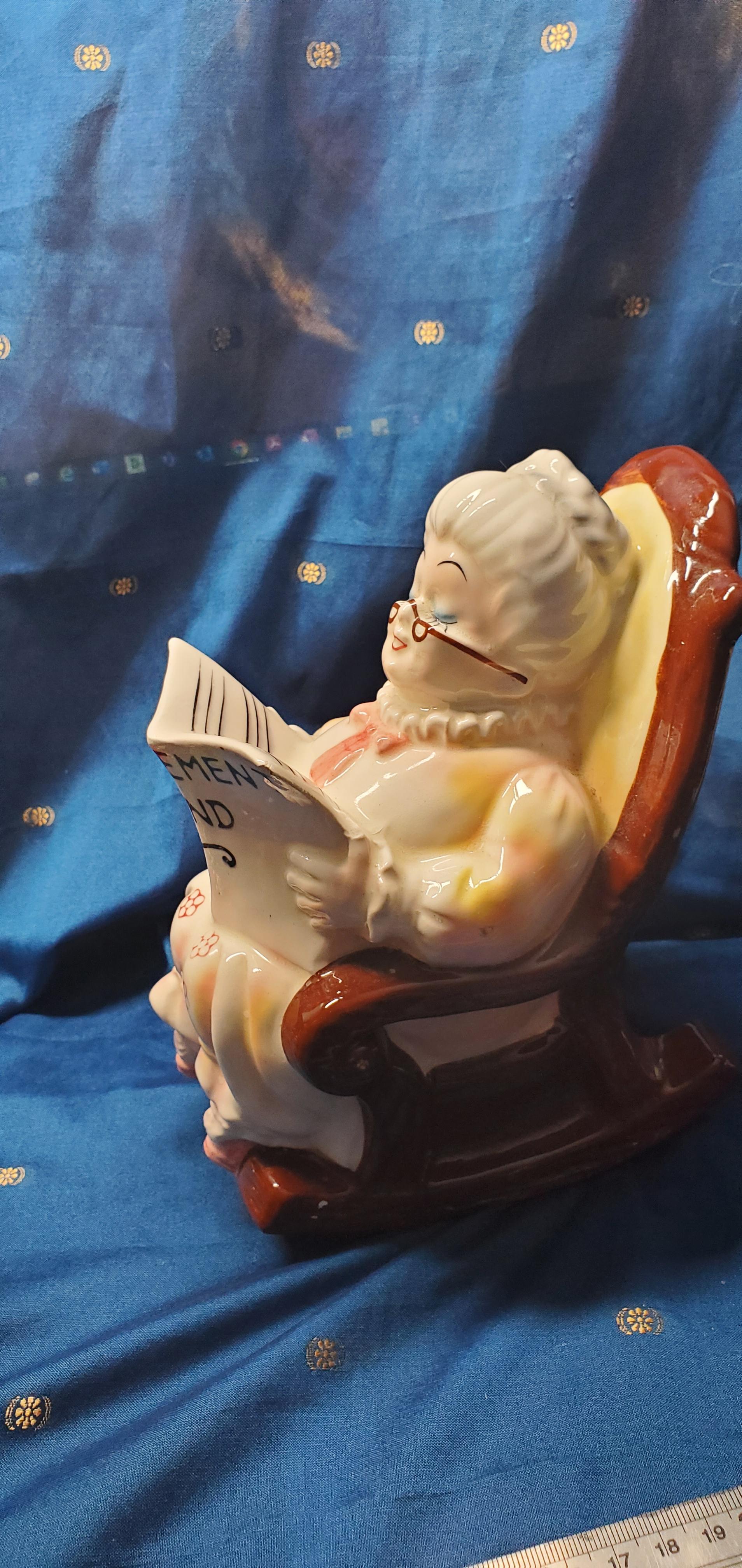 Lefton's Granny In Rocking Chair Retirement Fund Bank/Figurine