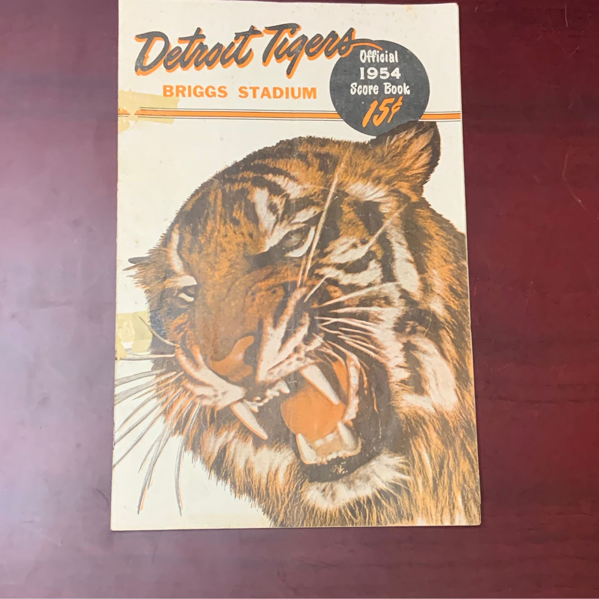 1954 Detroit Tigers Score Card Mickey Mantle Game!