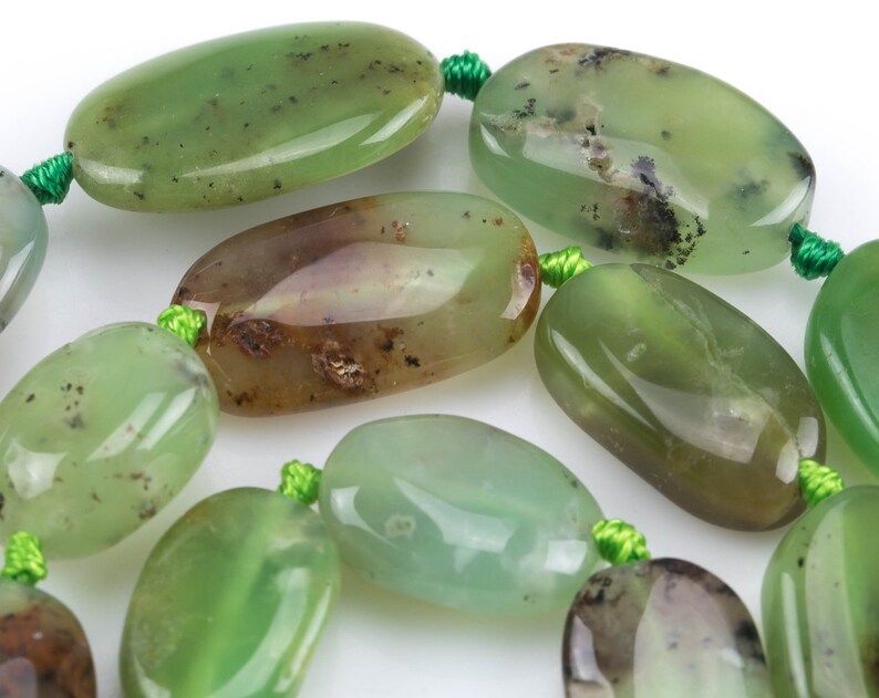 Shockingly Rare Chrysoprase Oval Bead 19x9x5mm Strand 108454