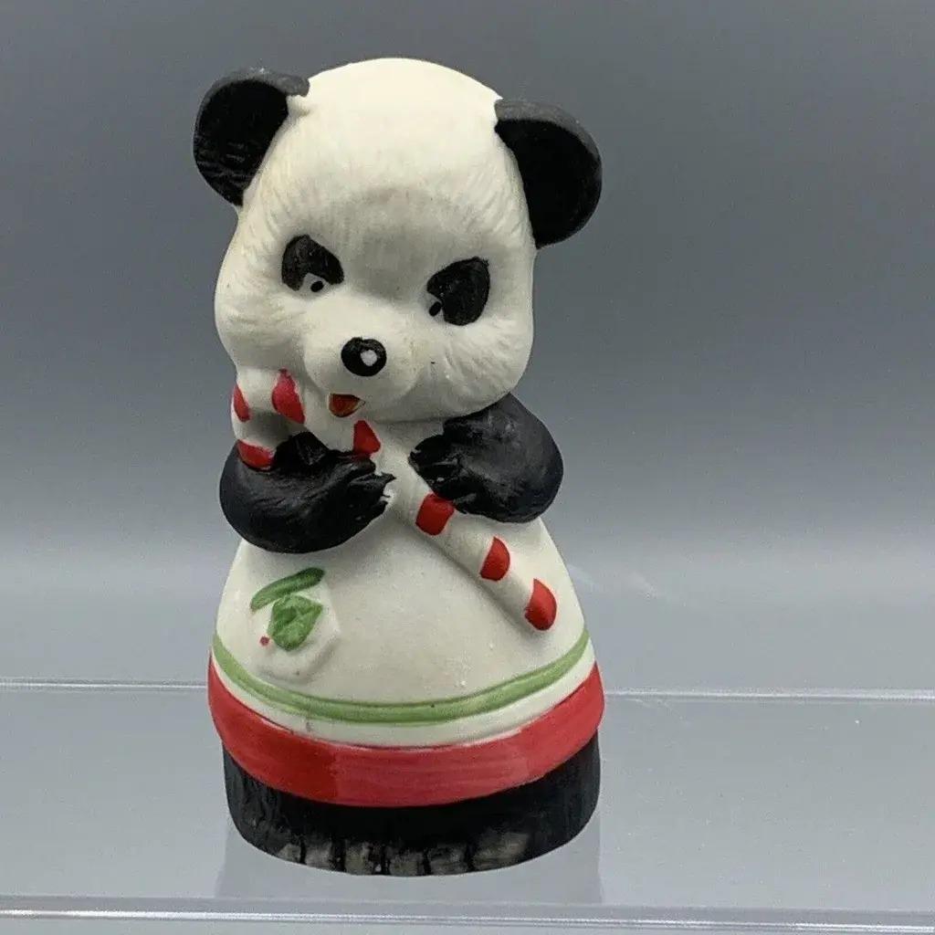 Vintage 1980 Jasco Critter Bell Christmas Panda Bear Bisque Porcelain ...