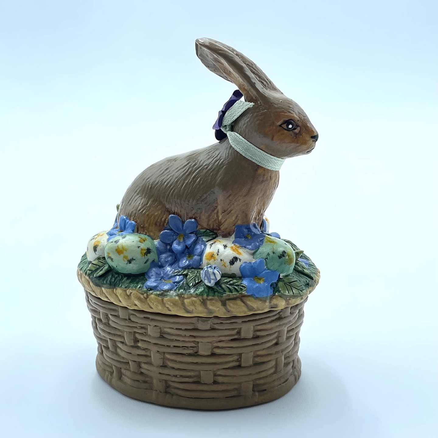 Katherine's Collection Porcelain Bunny Rabbit Basket Trinket Box Easter