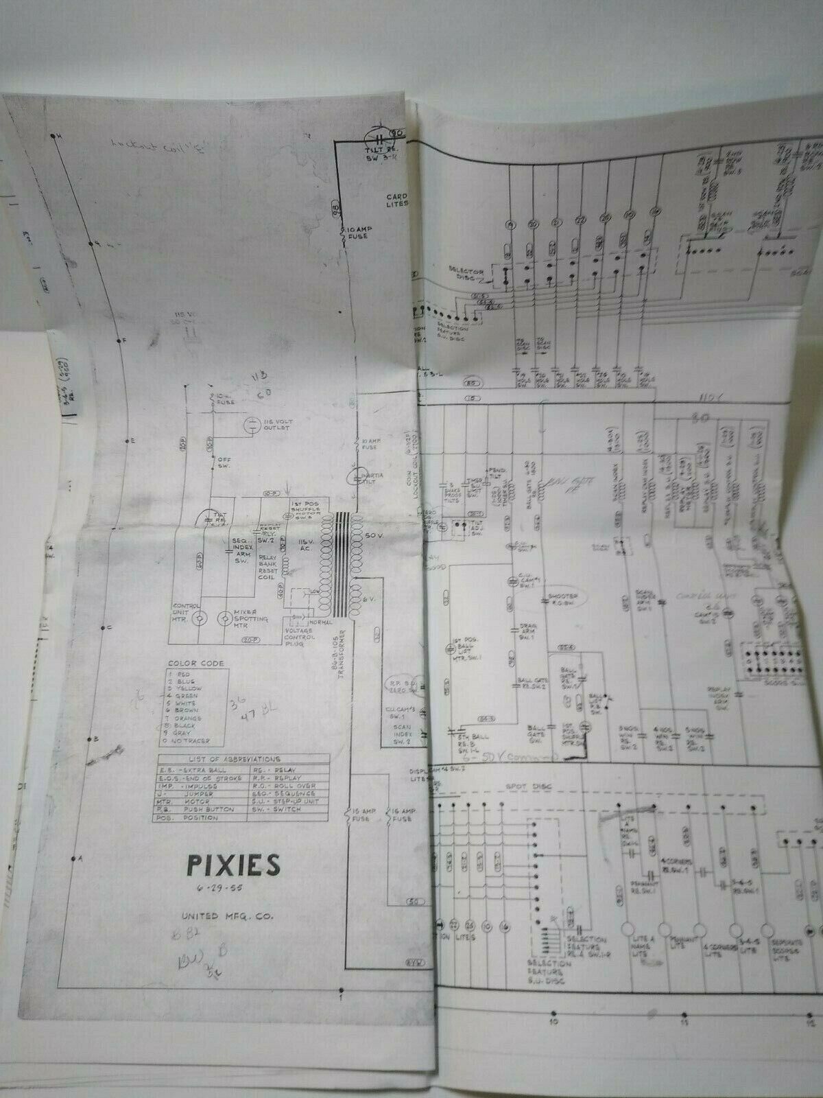 Pixies United 1955 Bingo Pinball Machine Schematic Wiring Diagram ...