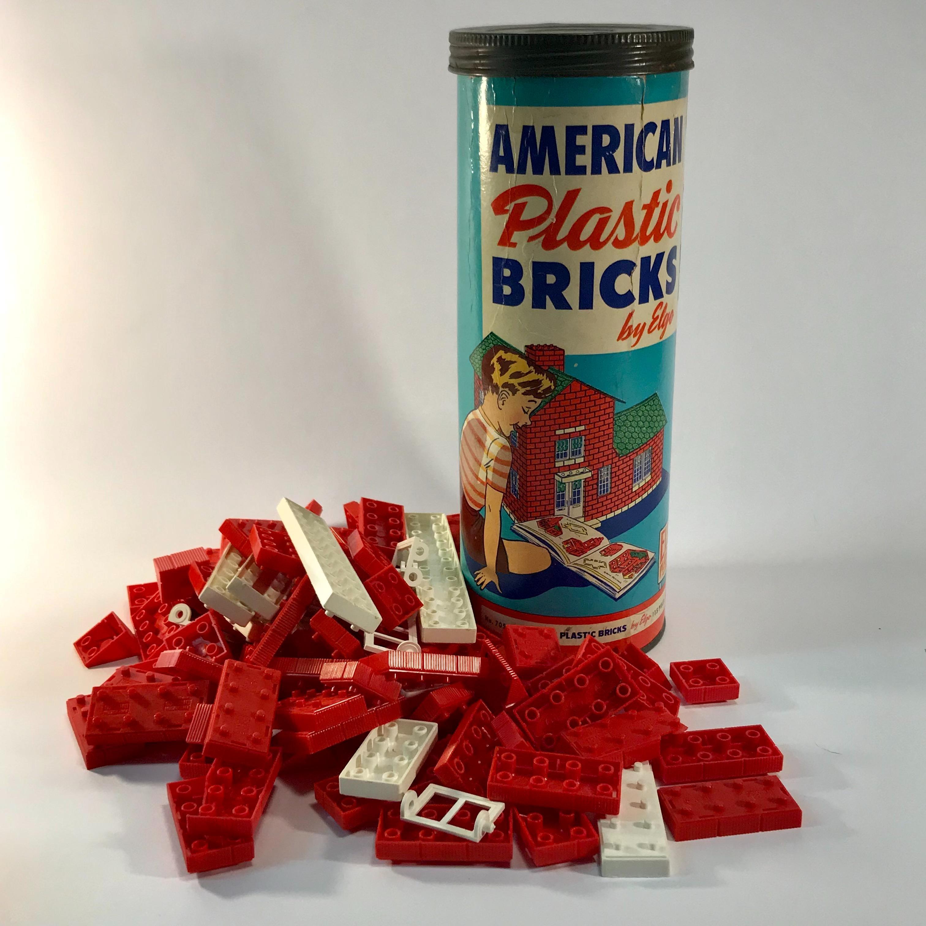 Vintage American Plastic Bricks Toy Set by Elgo Full