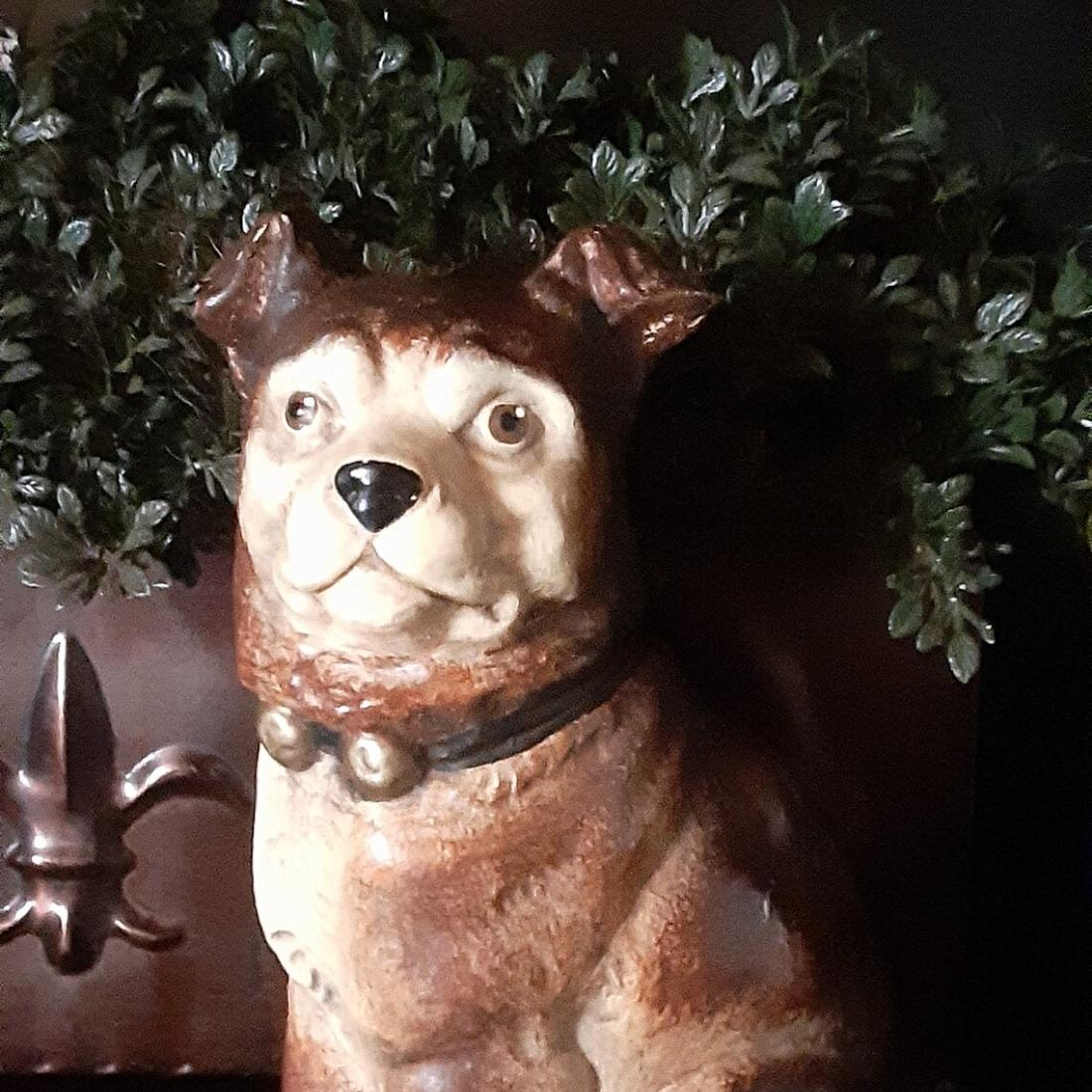 Vintage Dog Statue {Mutt] Very Heavy Possibly Ceramic No Markings