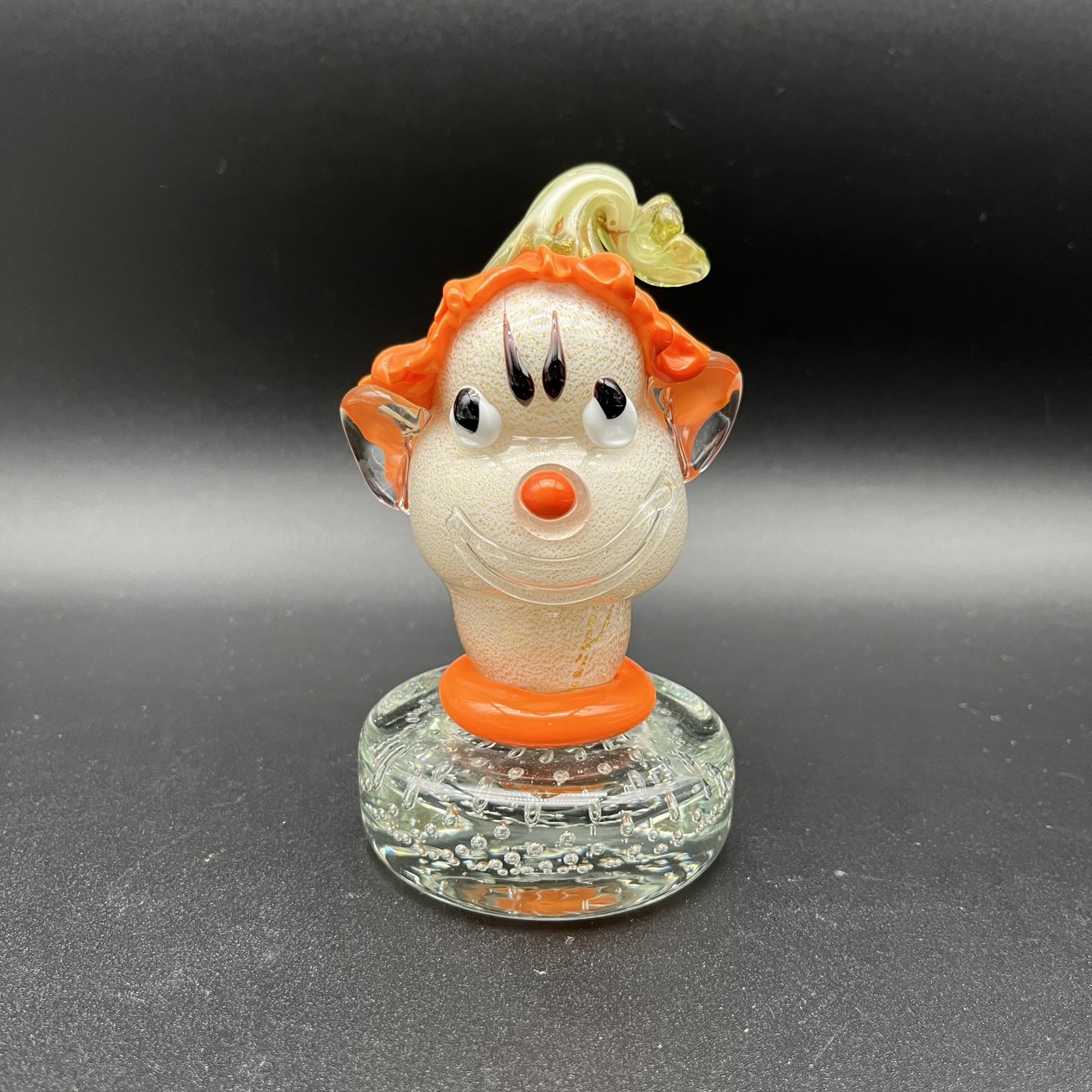 Vintage Alfredo Barbini Murano Art Glass Clown With Hat Head Bust Italy