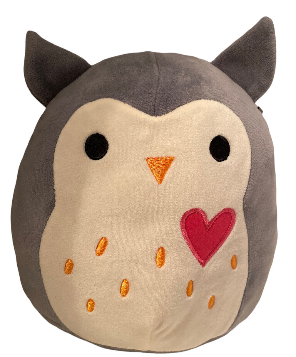 Squishmallow Gray Owl with Pink Heart 8" Valentine Love Plush Stuffed