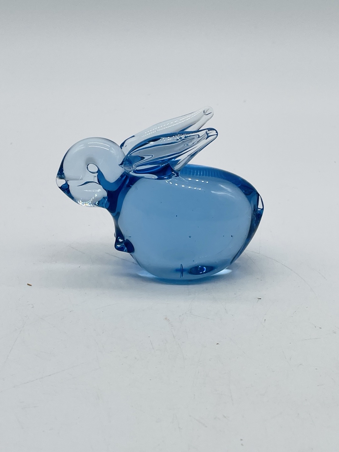 Azure Blue Art Glass Bunny Rabbit Figurine