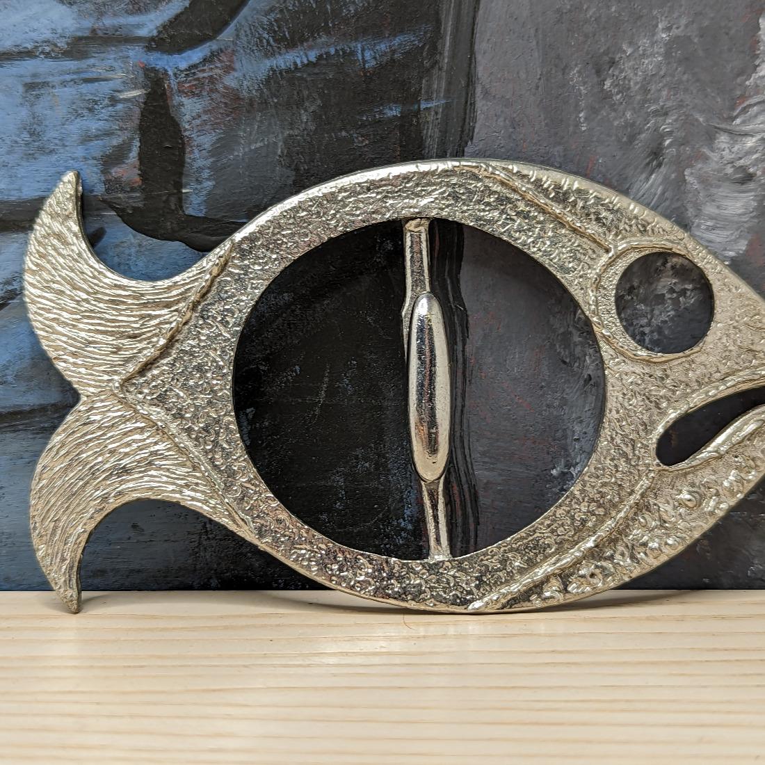 FISH Belt Buckle 196070's Vintage Hippie BoHo Don Drumm ? Aluminum