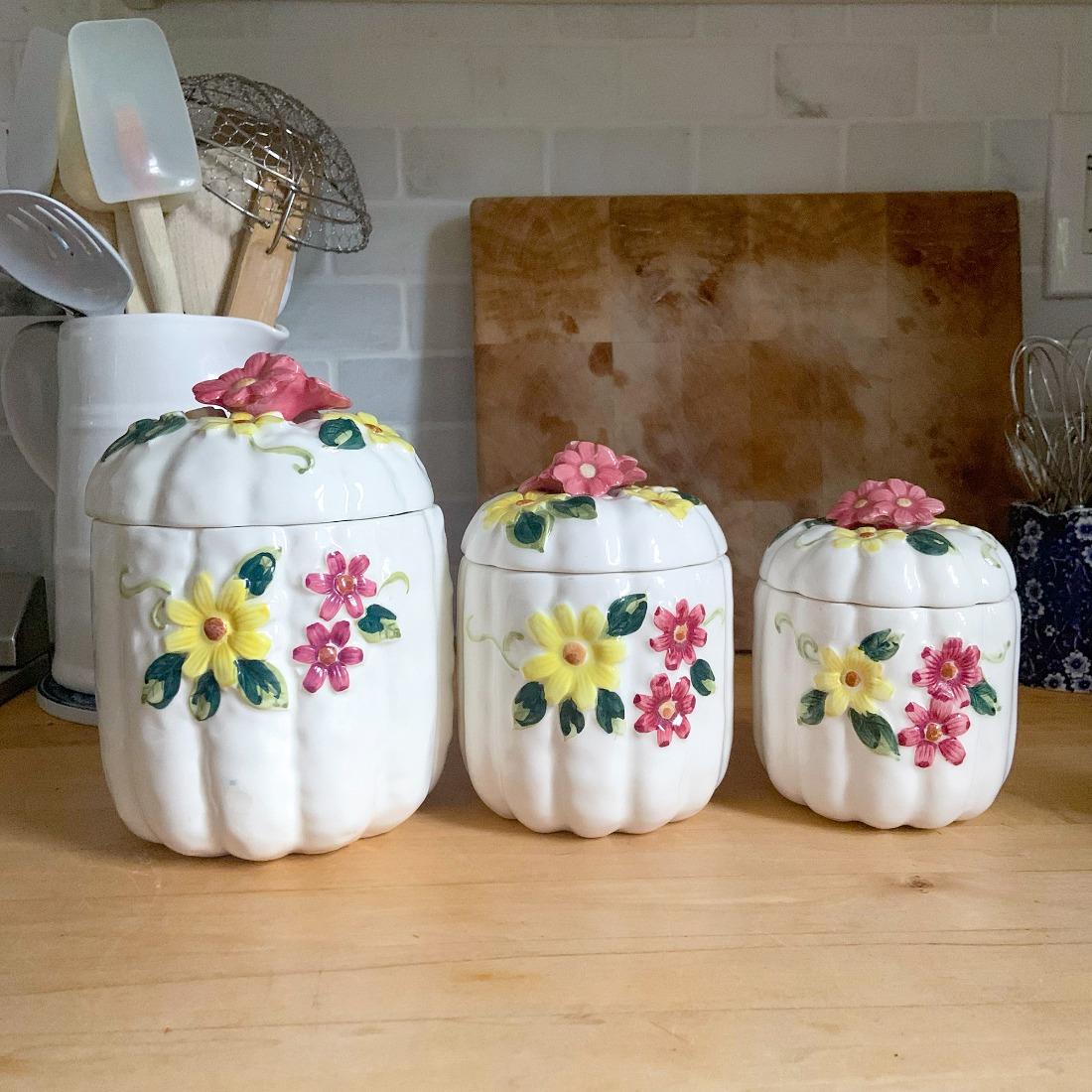 アンティーク雑貨 Ceramic handmade Canister Rare Vintage Mid-Century Figural Pumpkin White Ceramic