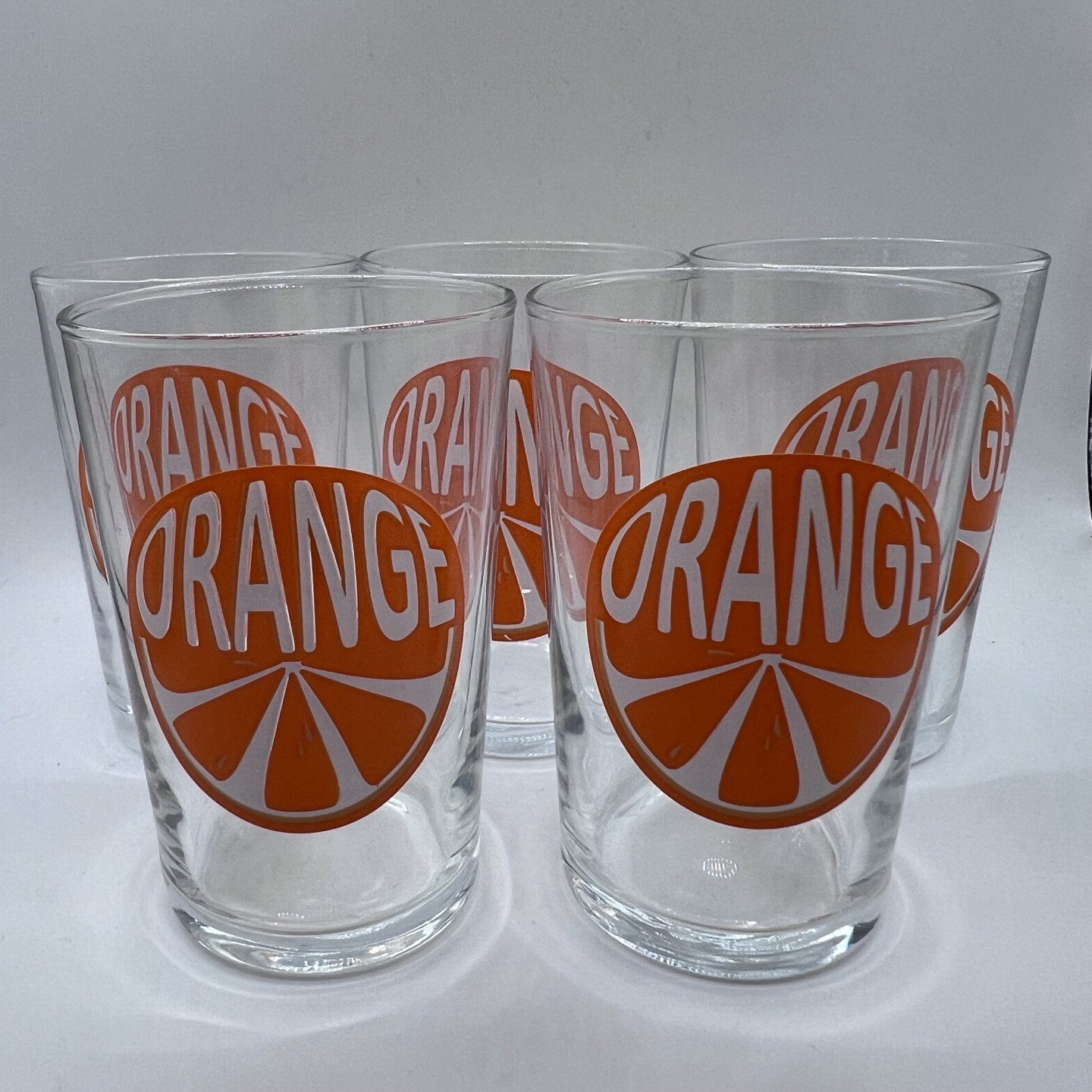Luminarc Vintage Retro MCM Orange Slice Graphic Juice Glasses 7 oz