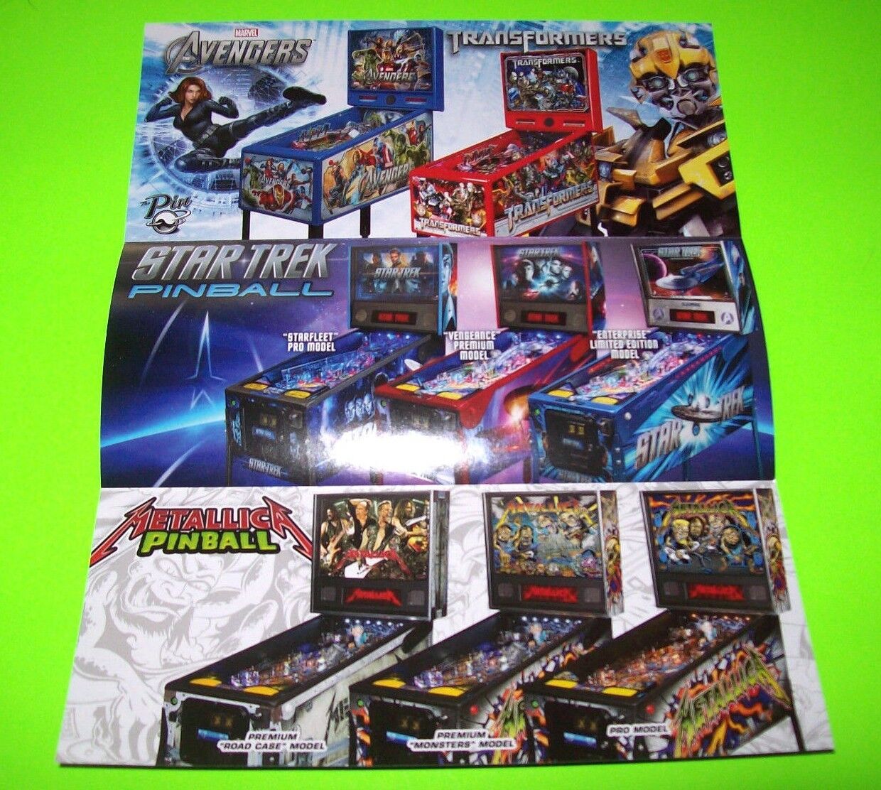 AC/DC Luci Pinball FLYER Also METALLICA Mustang STAR TREK Avengers NOS Art
