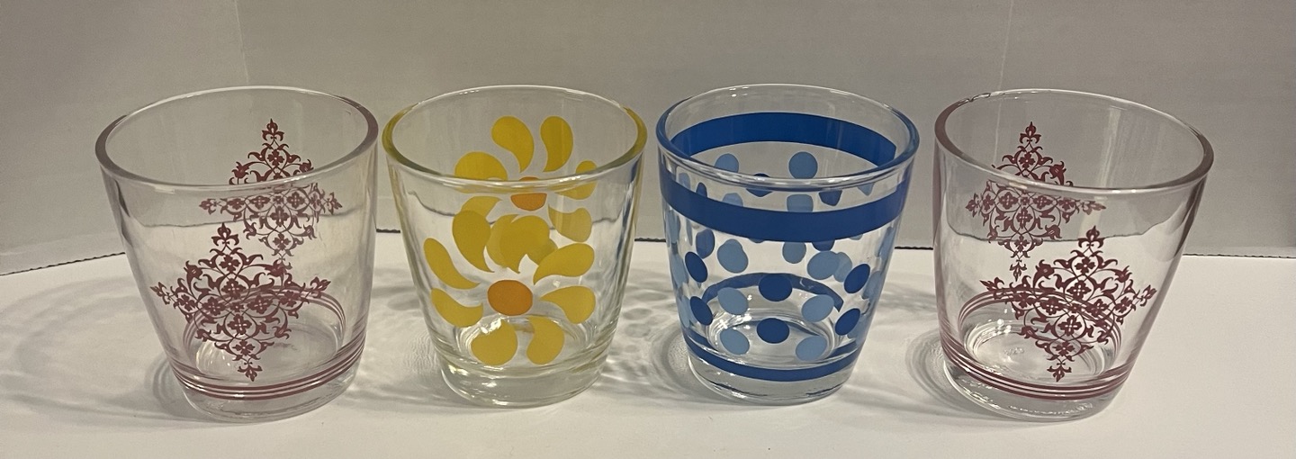 Vintage Hazel Atlas 1/2 Pint Breakstone Sour Cream Glasses Great Colors