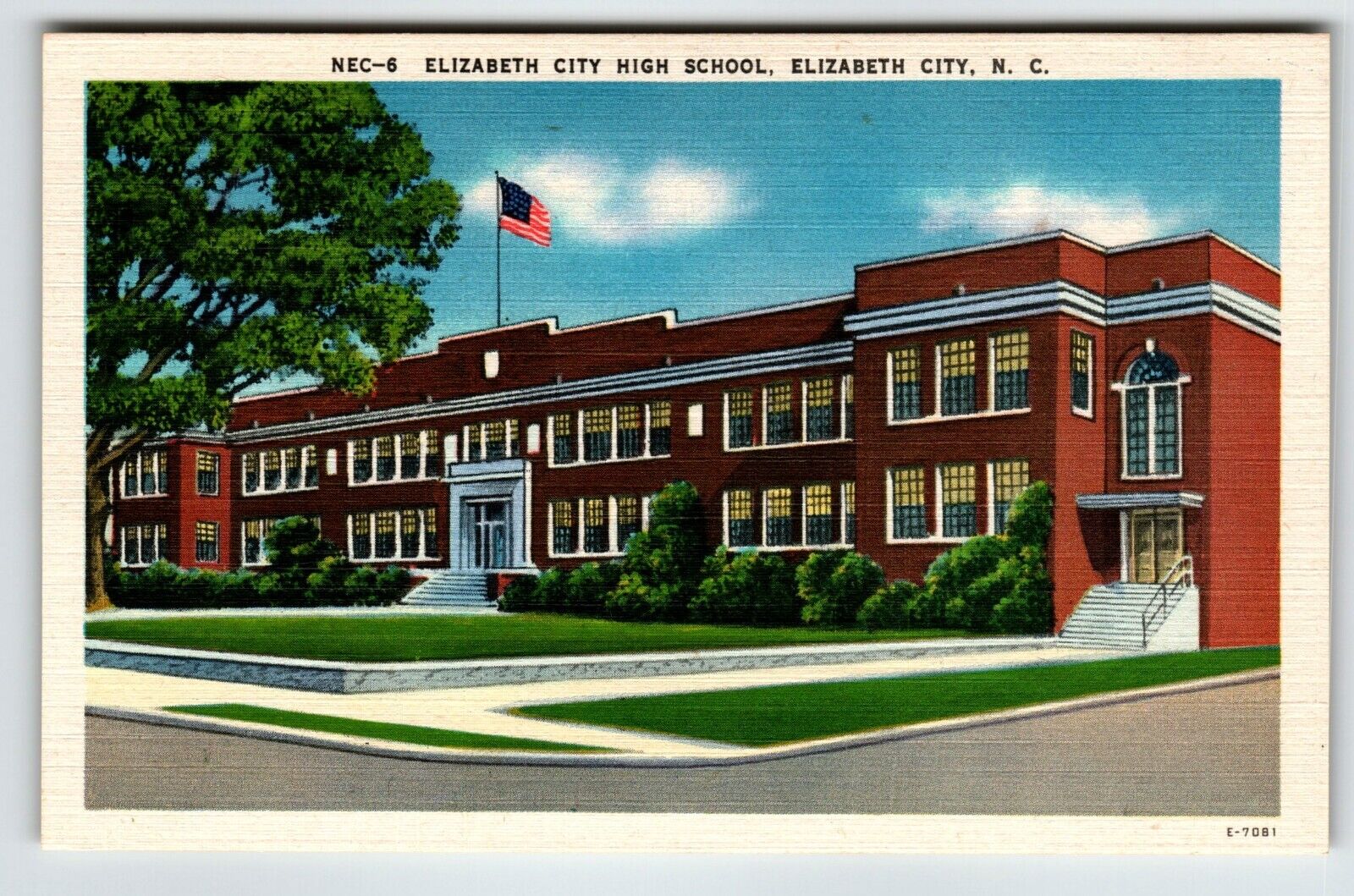 Elizabeth City High School Building North Carolina Postcard Unused NC