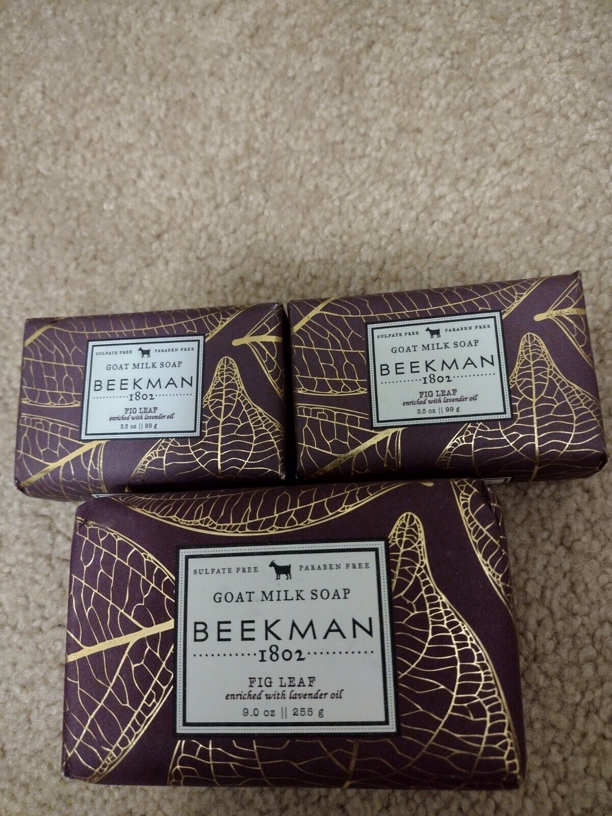 Beekman 1802 Fig Leaf Goat Milk Soap Bar 9 oz. And (2) 3.5 Oz Fig Leaf