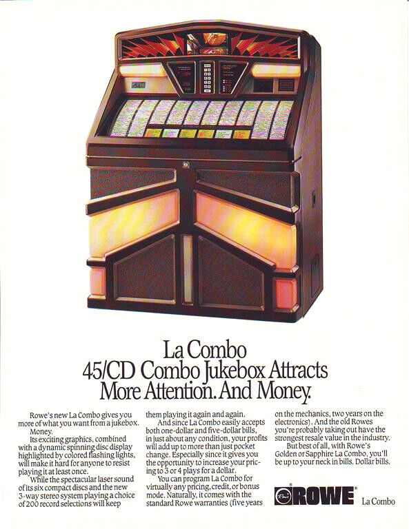 Jukebox Flyer La Combo Jukebox Flyer Model R-92 Rowe Original NOS Phonograph Artwork 1988
