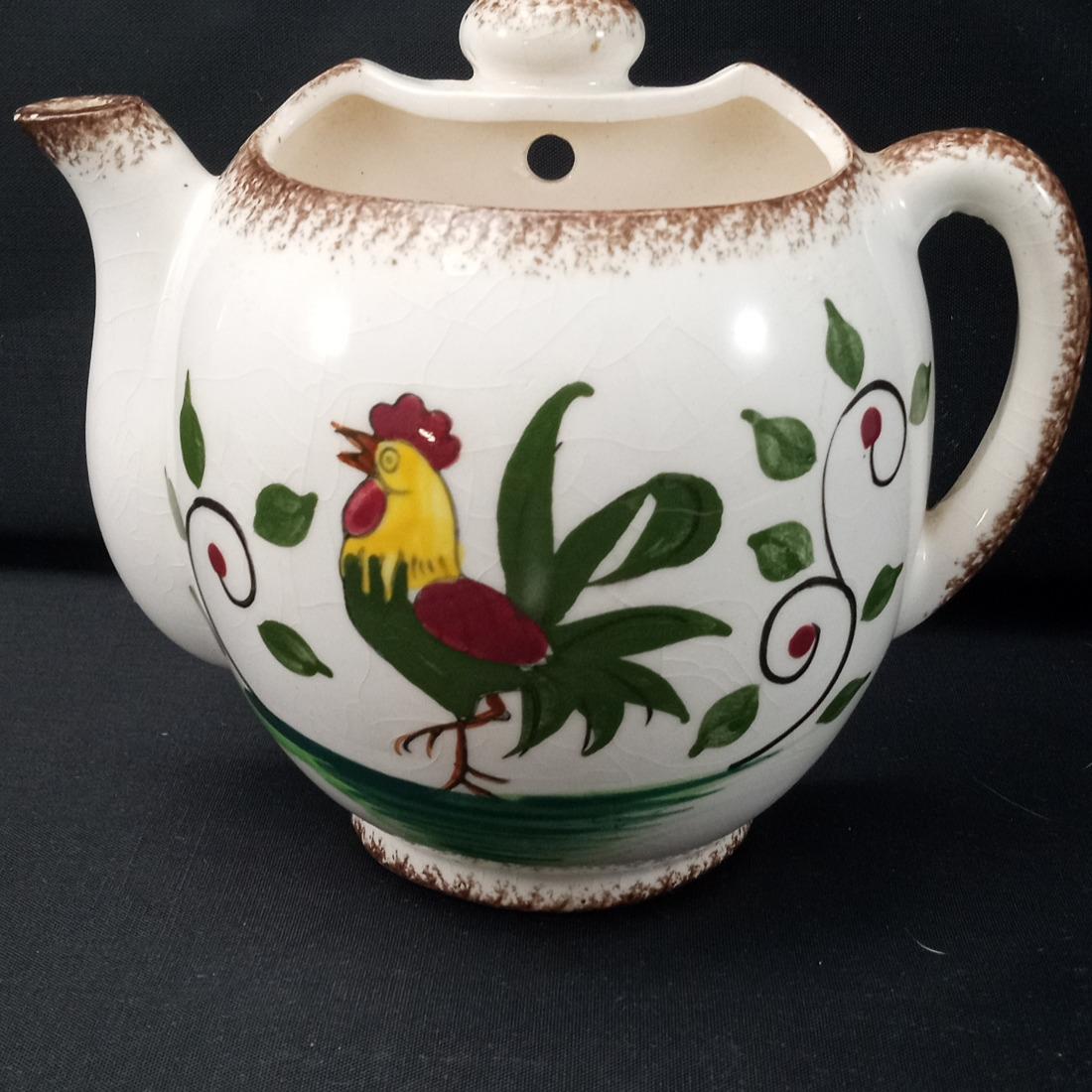 Vintage Napco Rooster Teapot Wall Pocket