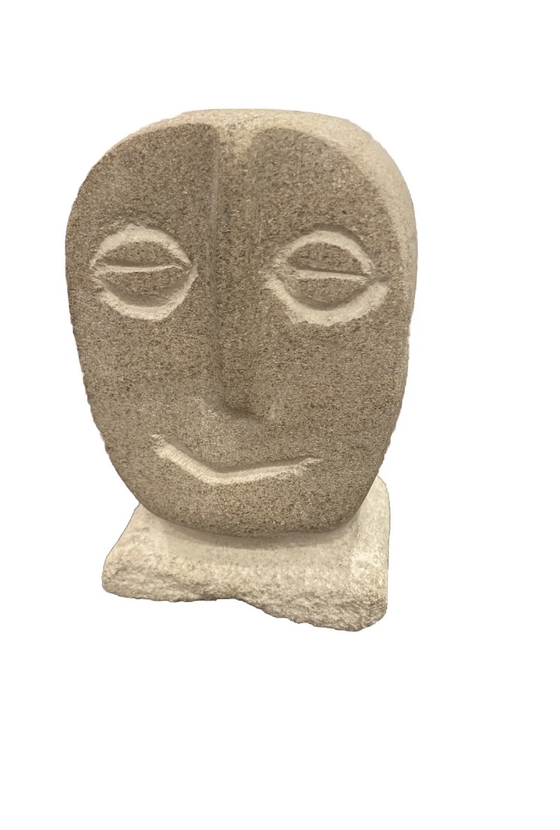 Carved Stone Head Statue 6” Tall 4” Wide Signed By Artist