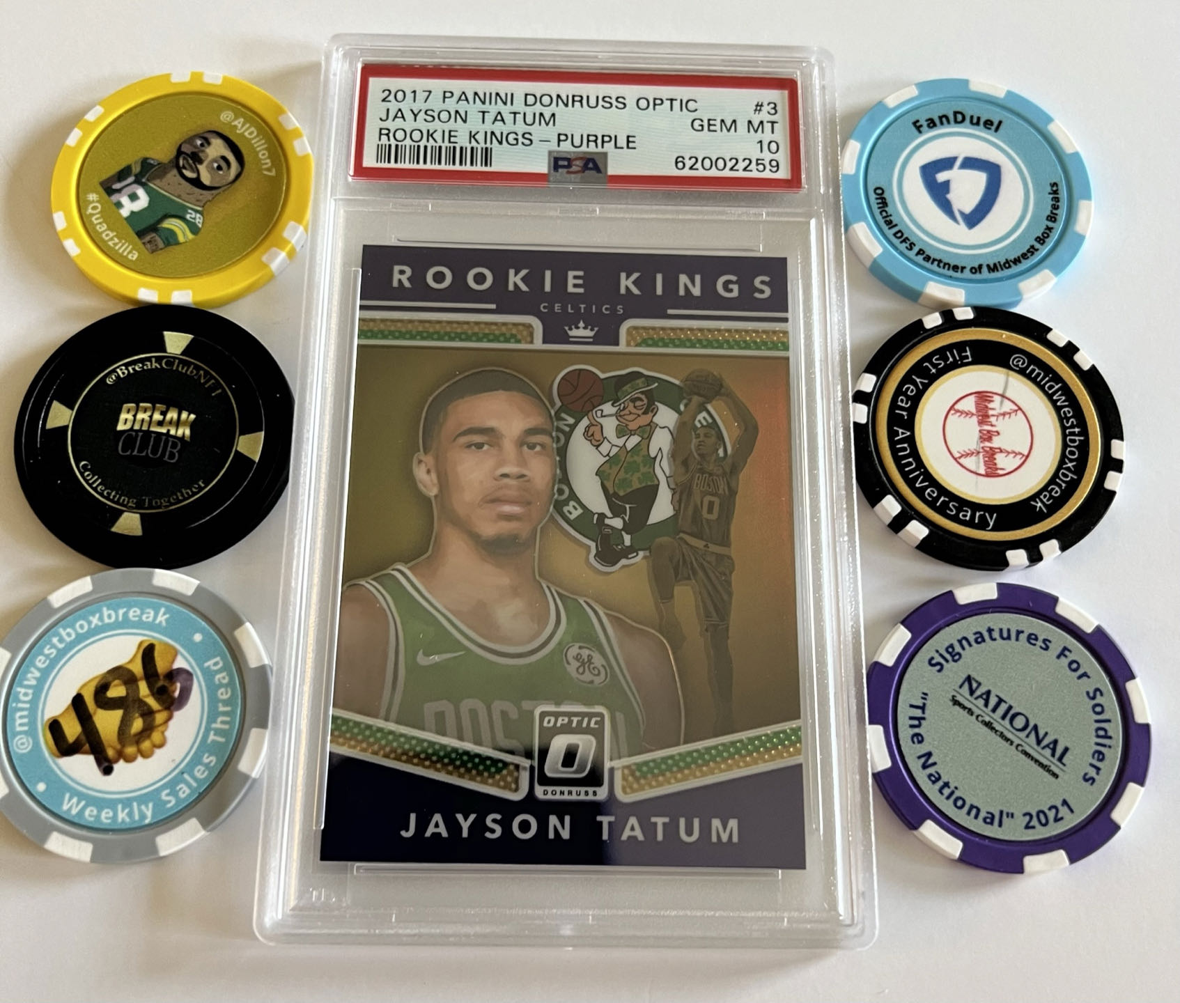 2017-18 Jayson Tatum Optic Rookie Kings Purple PSA 10 Boston Celtics