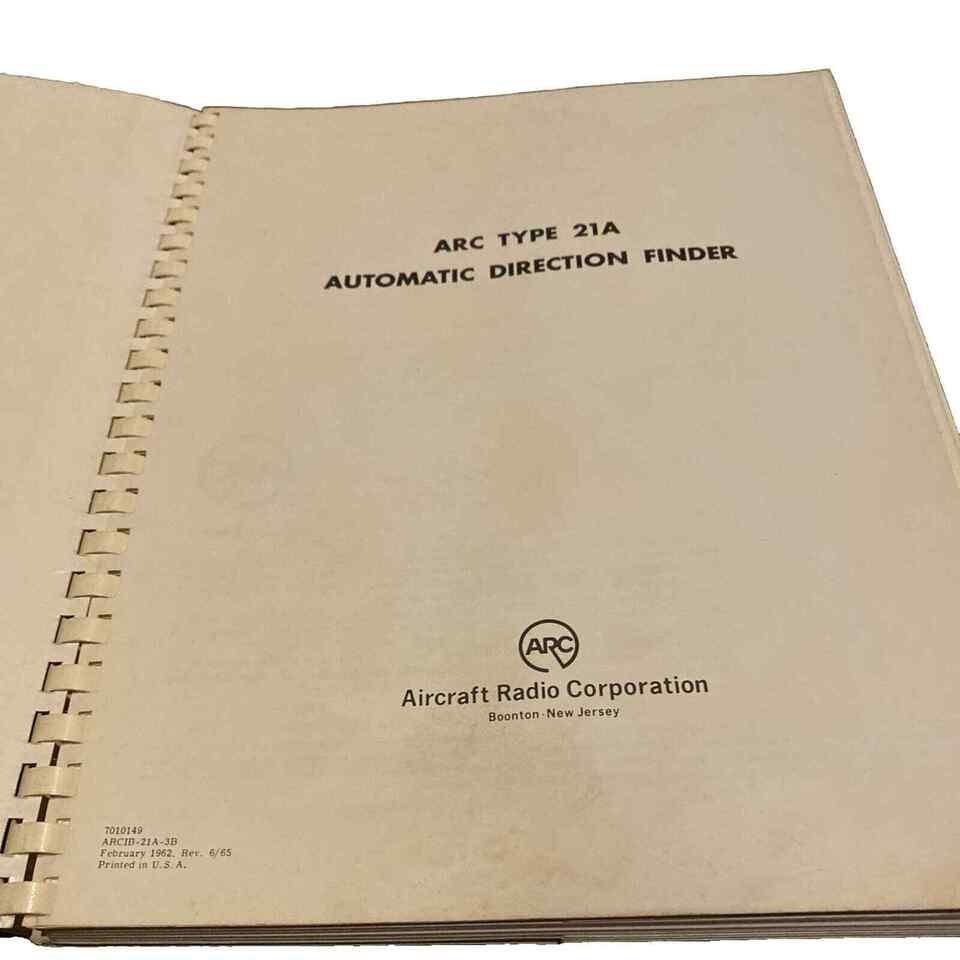 ARC Type 21A Automatic Direction Finder Manual Aircraft Radio Corp