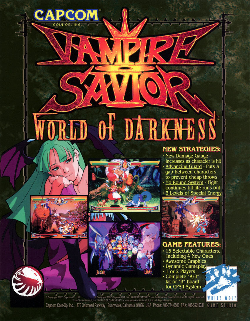 Vampire Savior World Of Darkness Arcade FLYER Original NOS