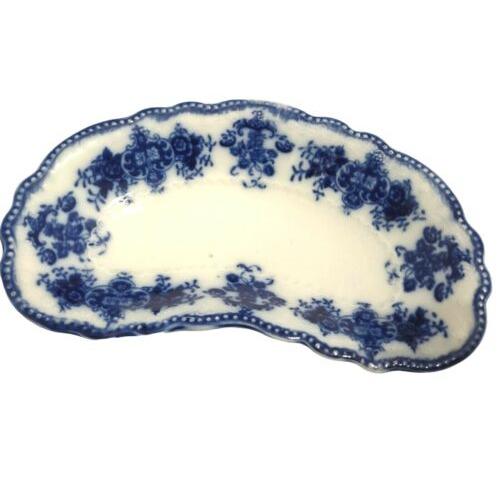 Antique Vintage WH Gridley Clarence Flow Blue English Porcelain Fish