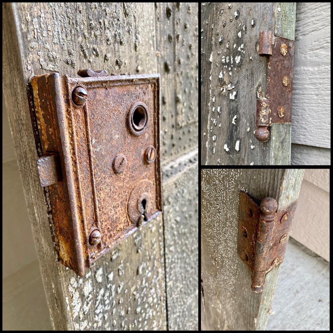 Antique Surface Mount Rim Lock Plus Hinge and Partial Hinge - For Parts ...