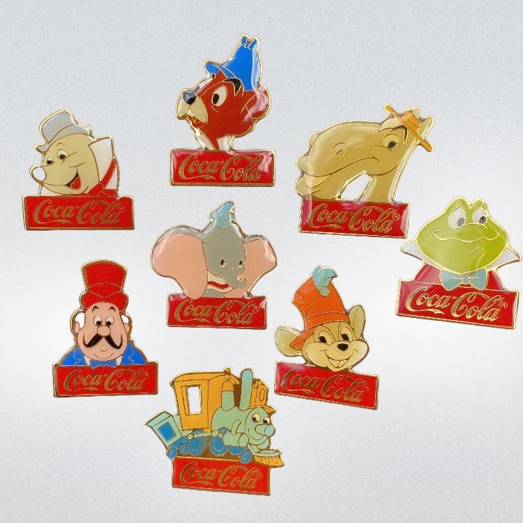 Vintage Disney Dumbo Coca-Cola Pin Set From 1980's. Eight