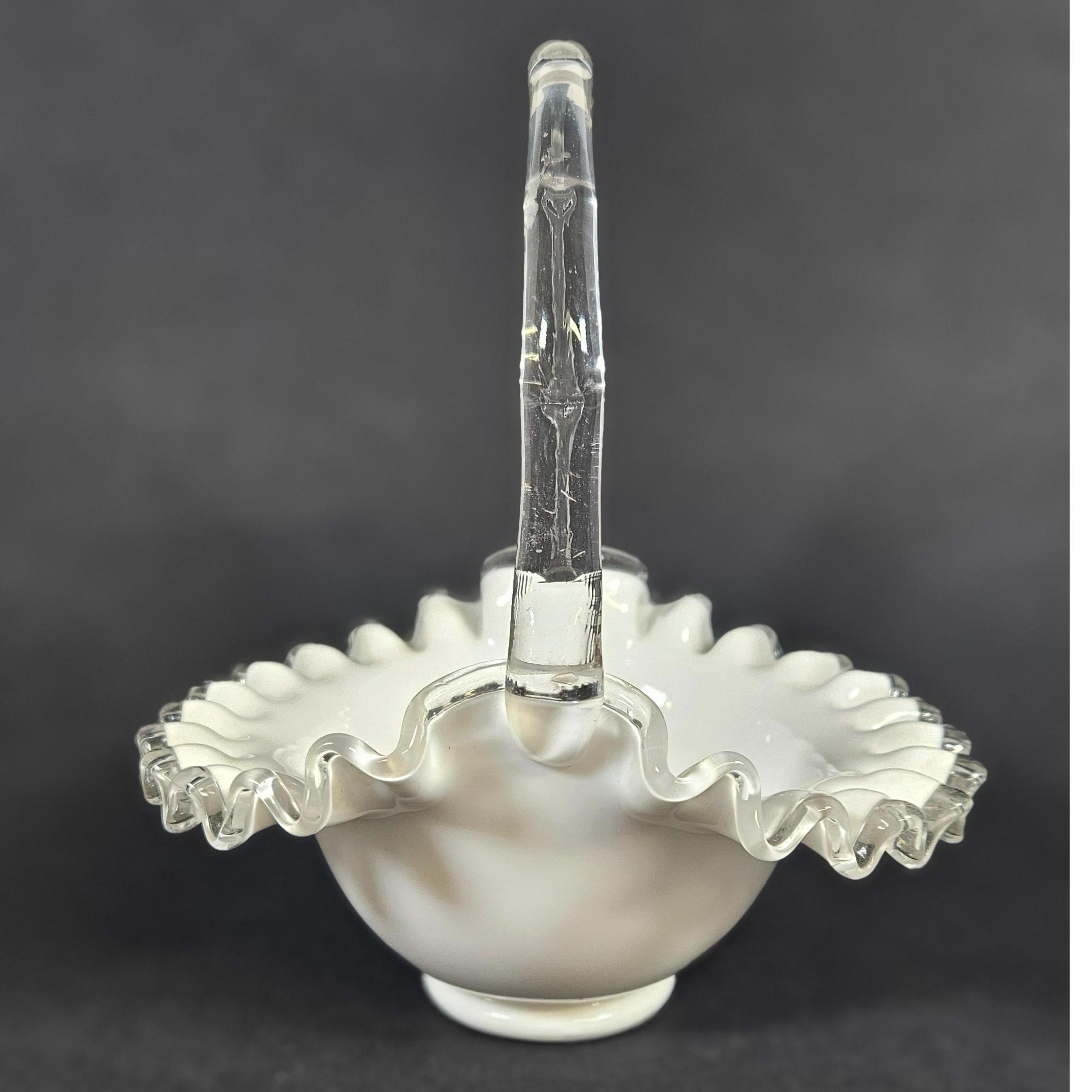Vintage Fenton Silver Crest Basket