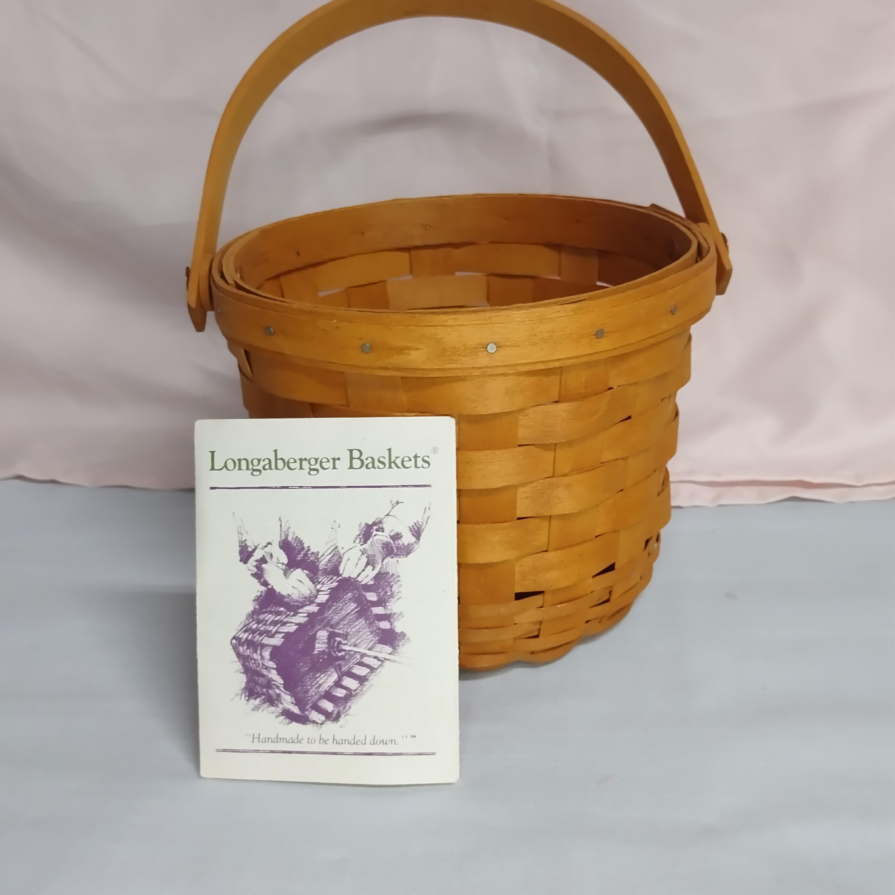 Longaberger Basket 1994 Handwoven Small Round Single Handle Wood